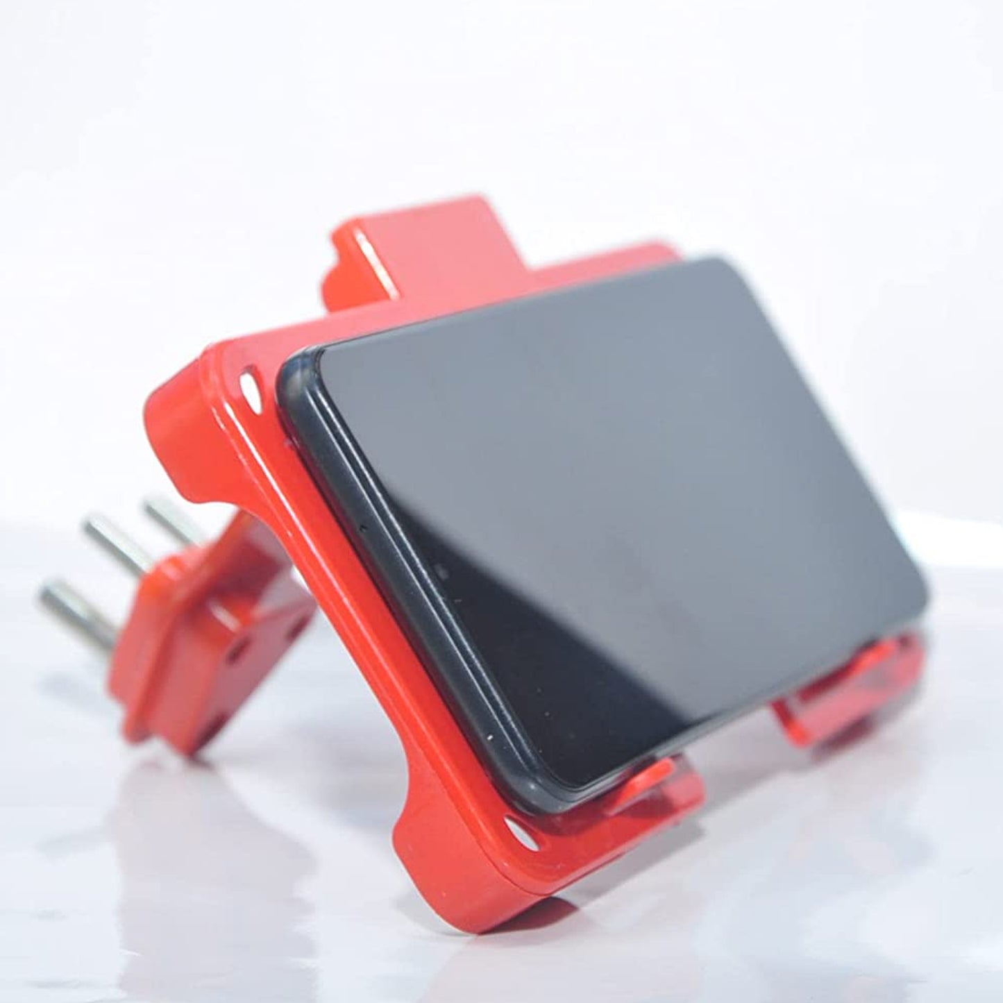 Multi-purpose Wall Holder Stand For Charging Mobile Just Fit In Socket And Hang (Red) - Happy Price - Image 3