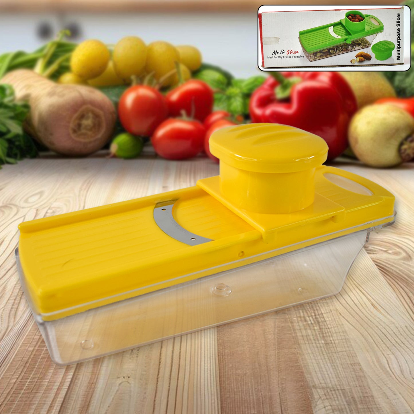 Big Multipurpose Vegetable And Fruit Slicer (Yellow  1 Pc) - Happy Price - Image 2