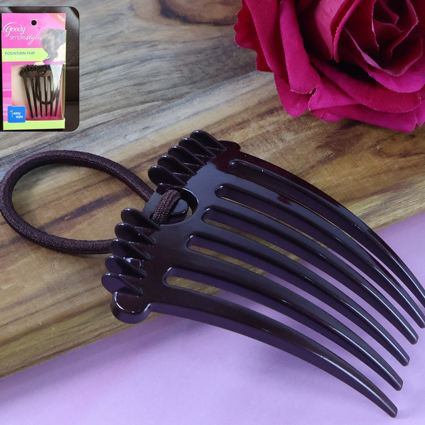 Ponytail Styling Comb with Elastic Loop - 1 Piece - Happy Price - Image 1