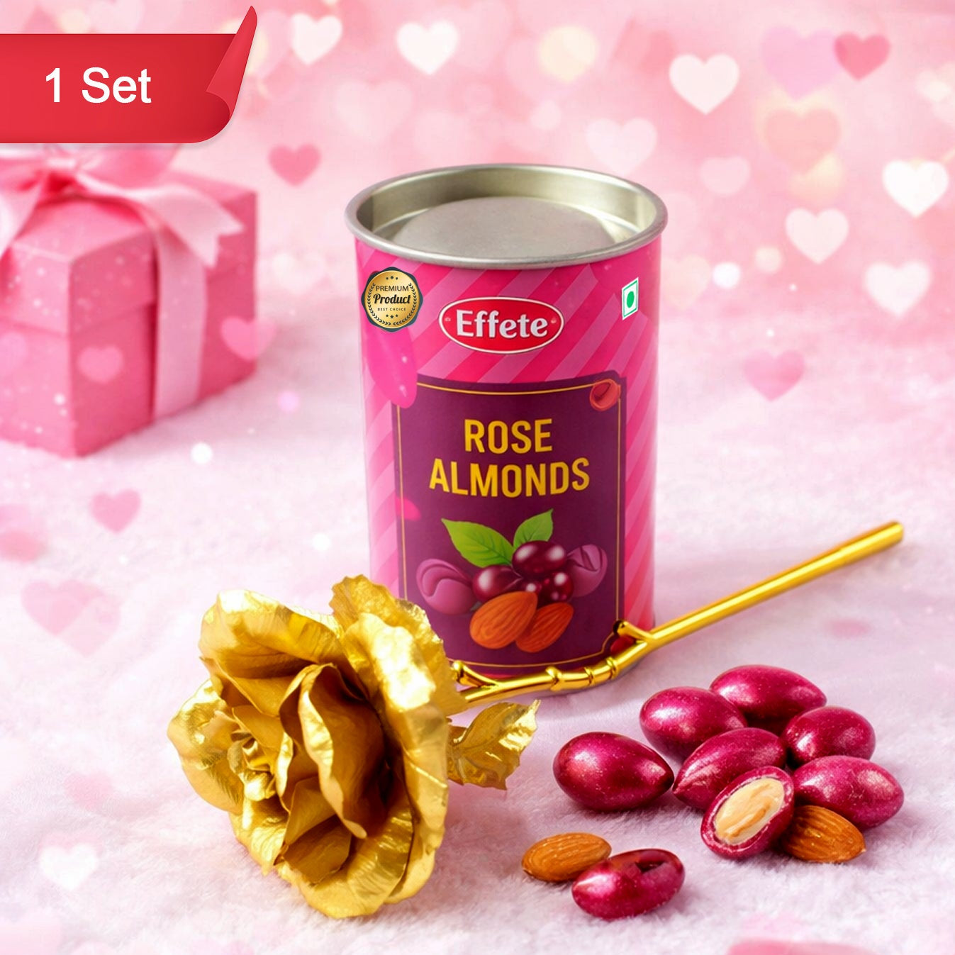 Golden Rose & Rose Almonds Gift Set - 1 Set - Happy Price - Image 1