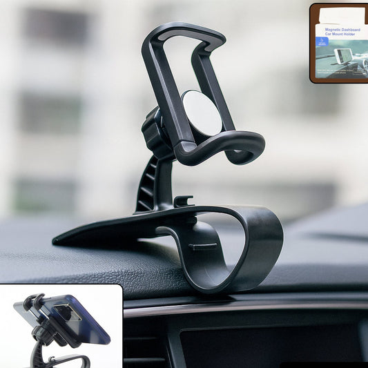 Adjustable Car Dashboard Phone Mount - 360° Rotating Clip-On Holder for Smartphones - Happy Price - Image 1