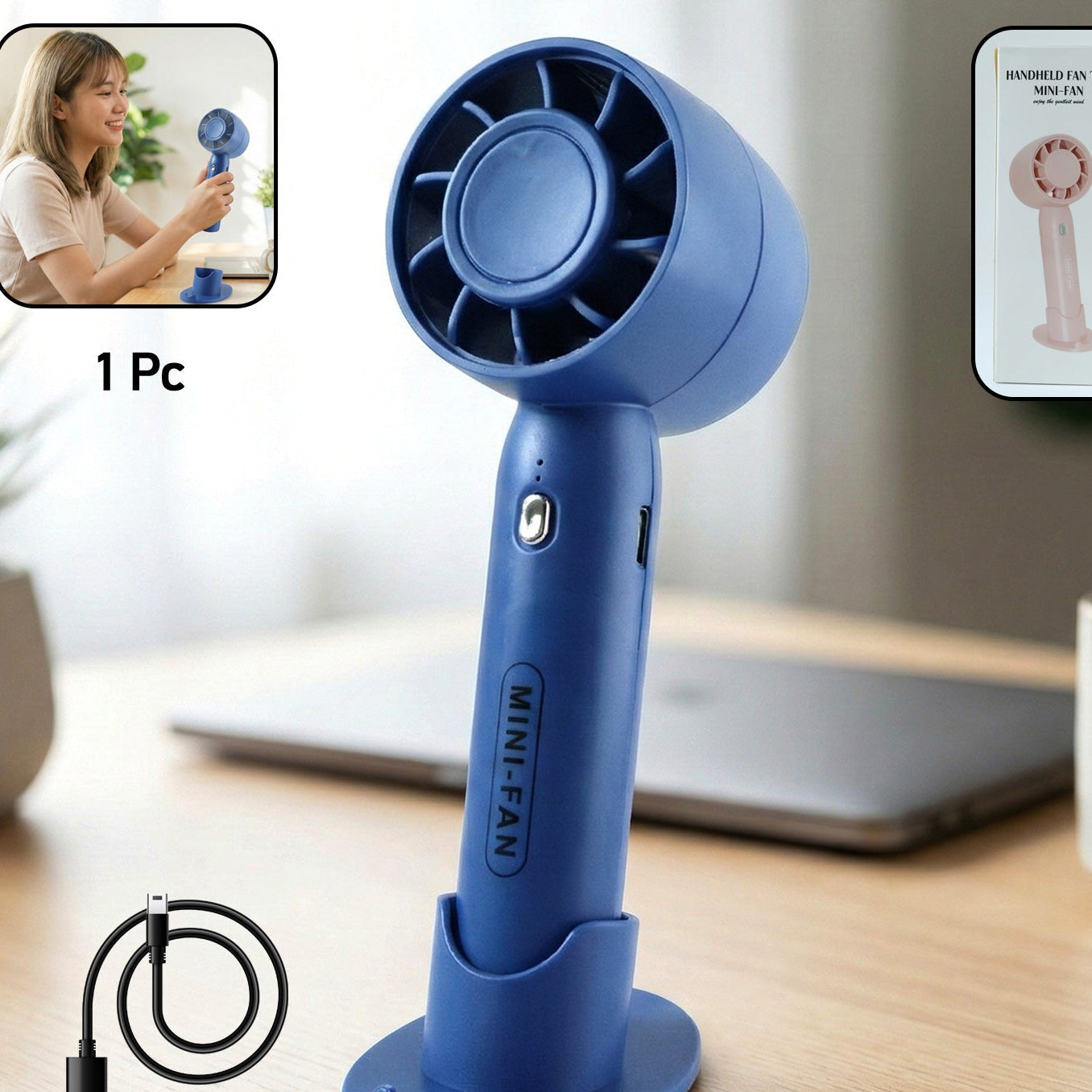 Rechargeable Mini Handheld Fan (1 Pc)