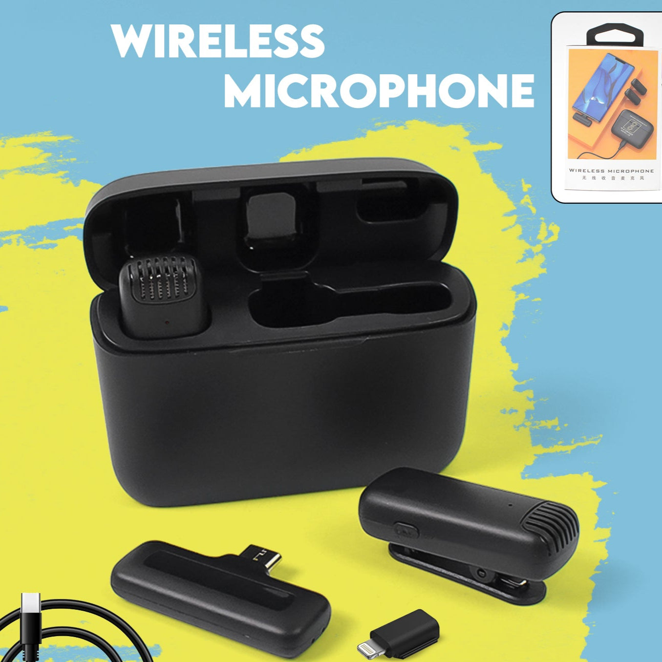 Wireless Microphones Collar Mic For All Smart Phone  Type-c  (1 Set) - Happy Price - Image 1