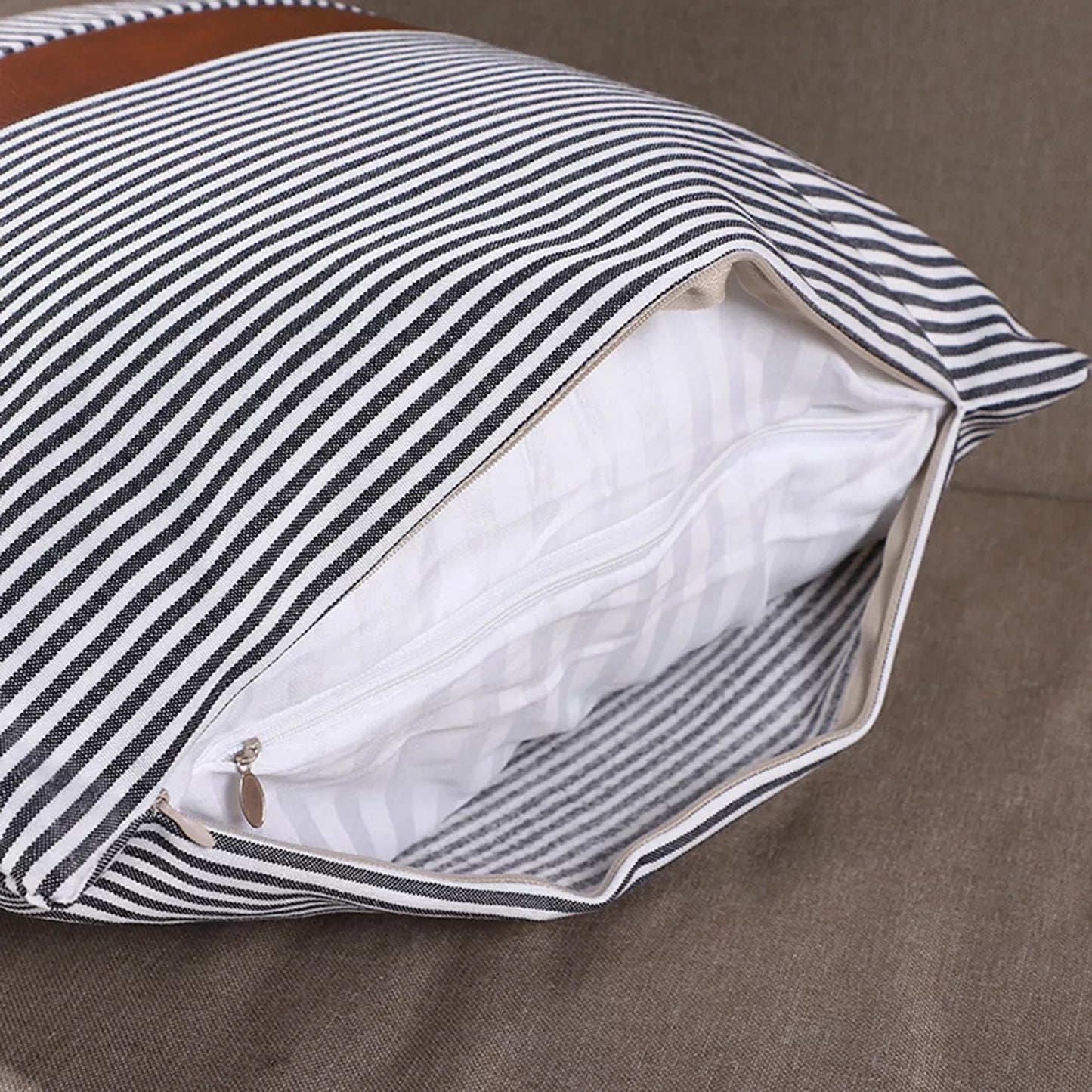 Pillow Covers Leather  Cotton Cushion Covers (16  16 Inch  1 Pair  2 Pc) - Happy Price - Image 5
