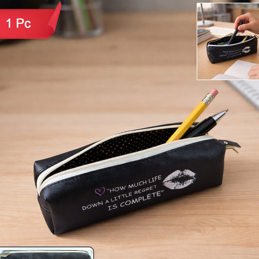 Stylish Printed Zipper Pencil Pouch Organizer (1 Pc)