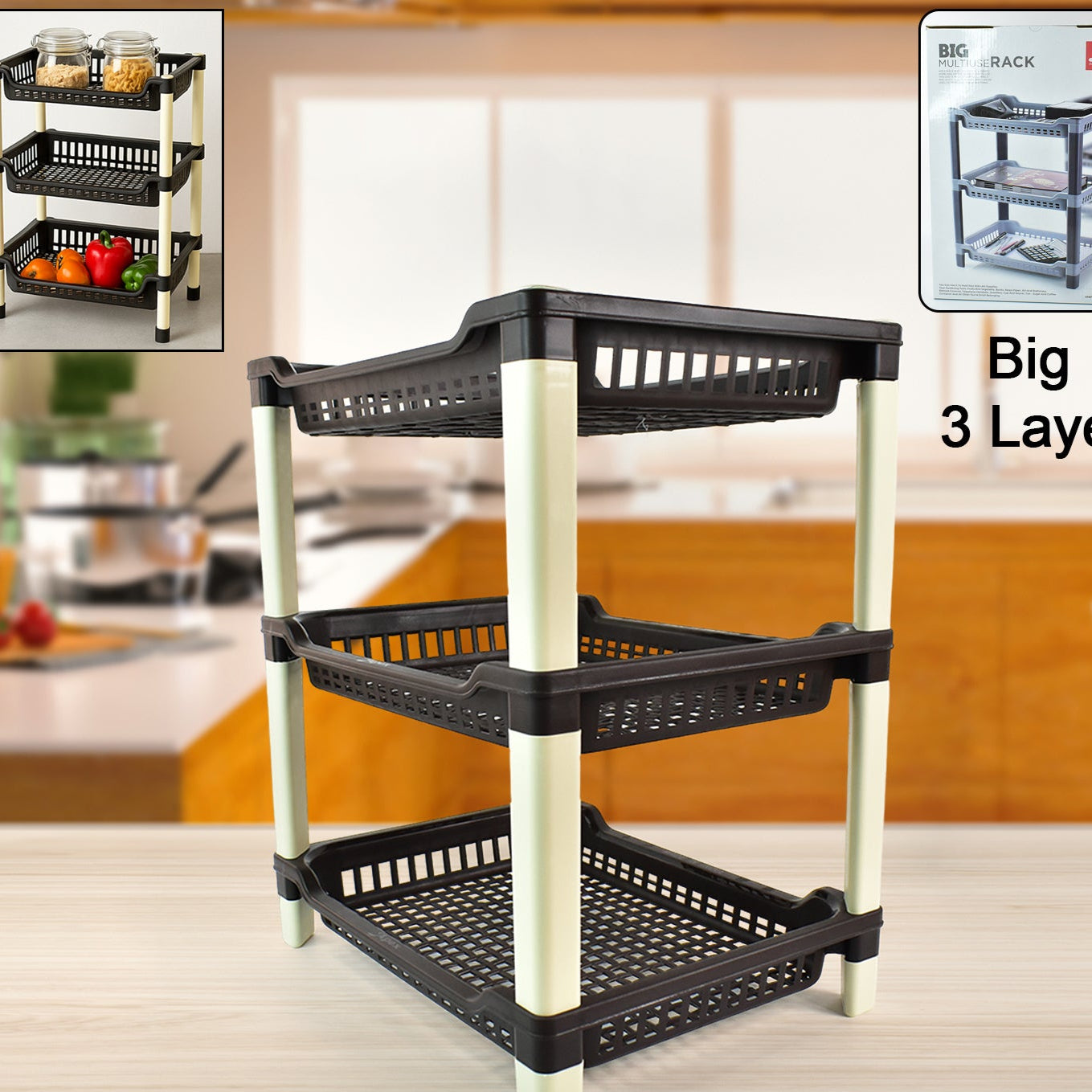 Apex Big Multi Use Plastic Storage Rack  3-tier (1 Pc) - Happy Price - Image 1