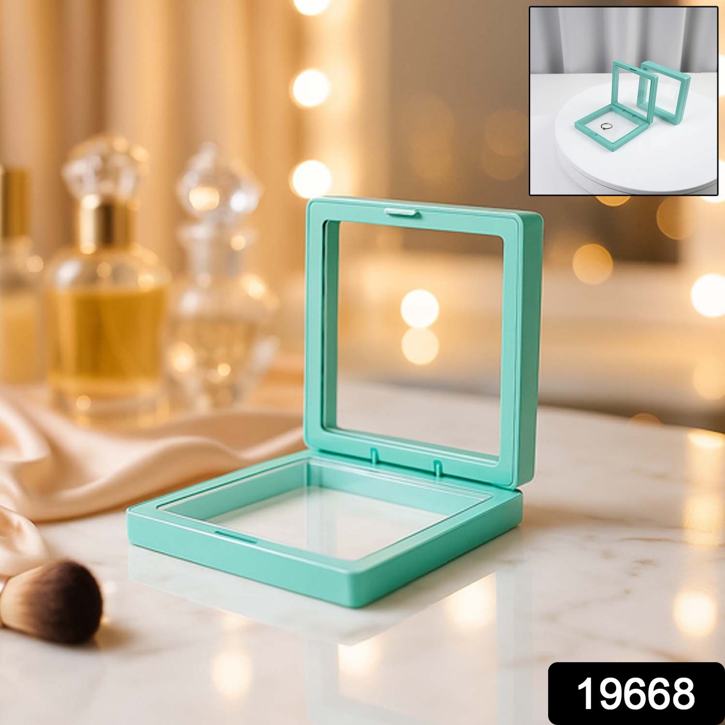Transparent Jewellery Display Box 9x9 cm (1 Pc) - Floating Frame Organizer - Happy Price - Image 1