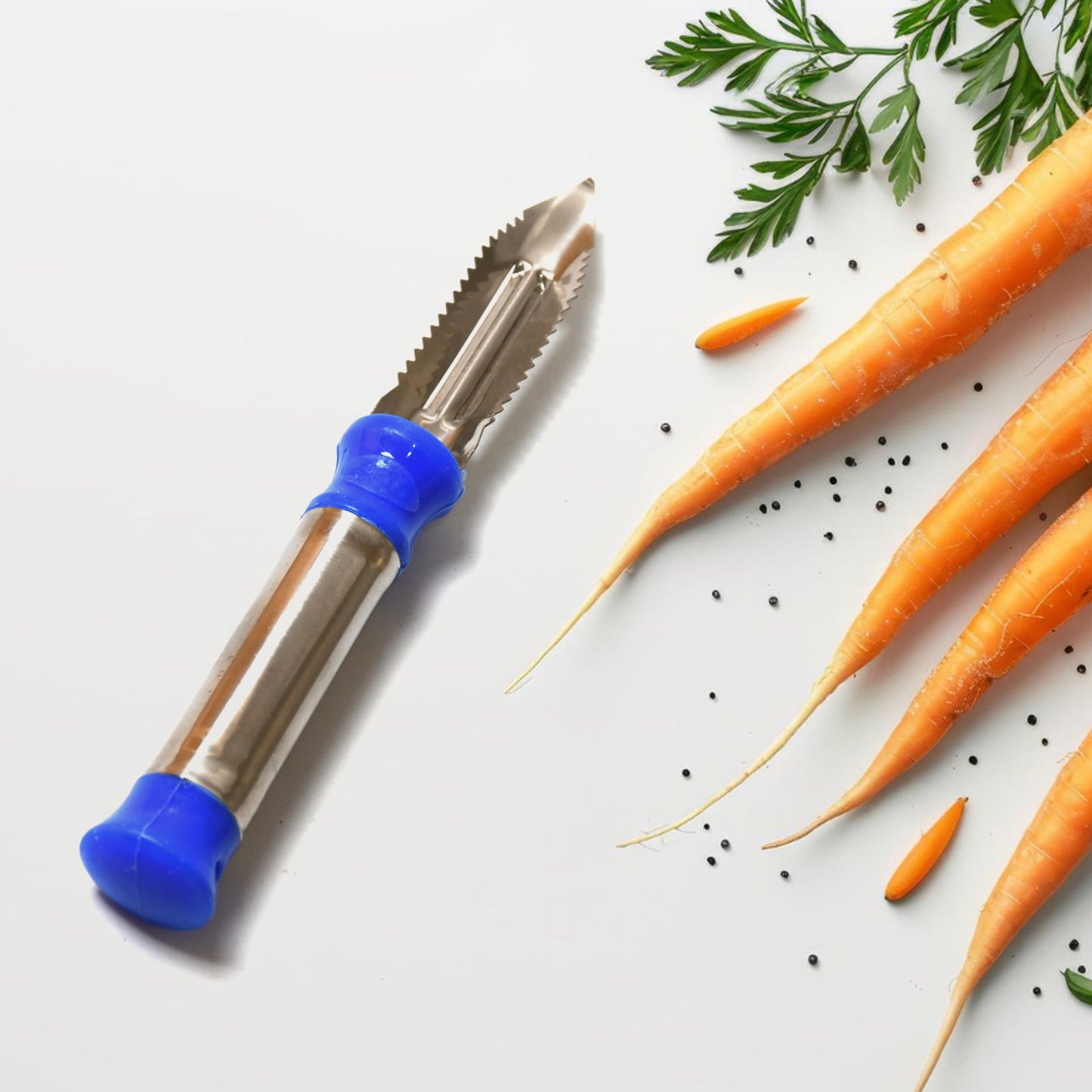 2in1 Multi-purpose Stainless Steel Peeler With Hanging Ring For Vegetables Potato Peeler Carrot Grated Suitable For Peeling And Shredding Fruit And Vegetables Kitchen Accessories Piller (1 Pc) - Happy Price - Image 6