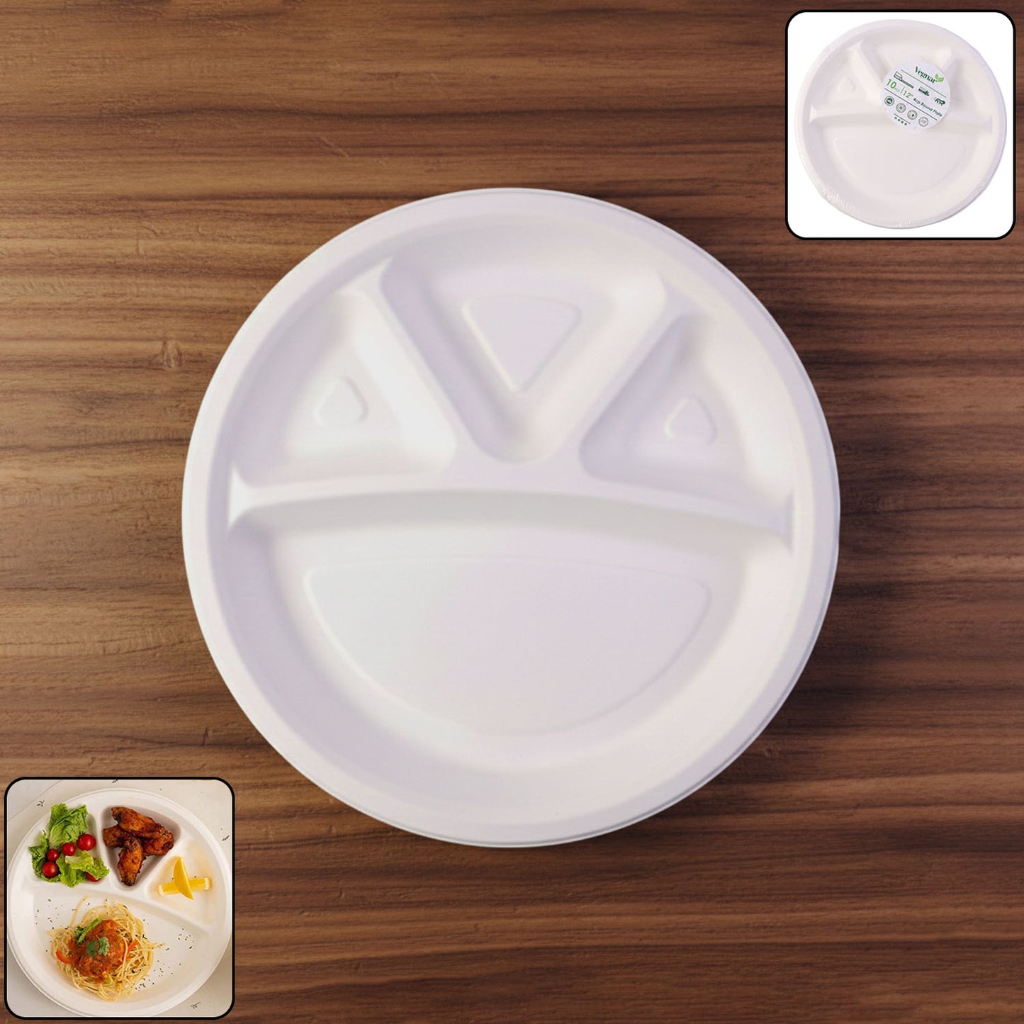 10 Pc Disposable 4-Compartment Meal Plates for Parties & Events - Happy Price - Image 2