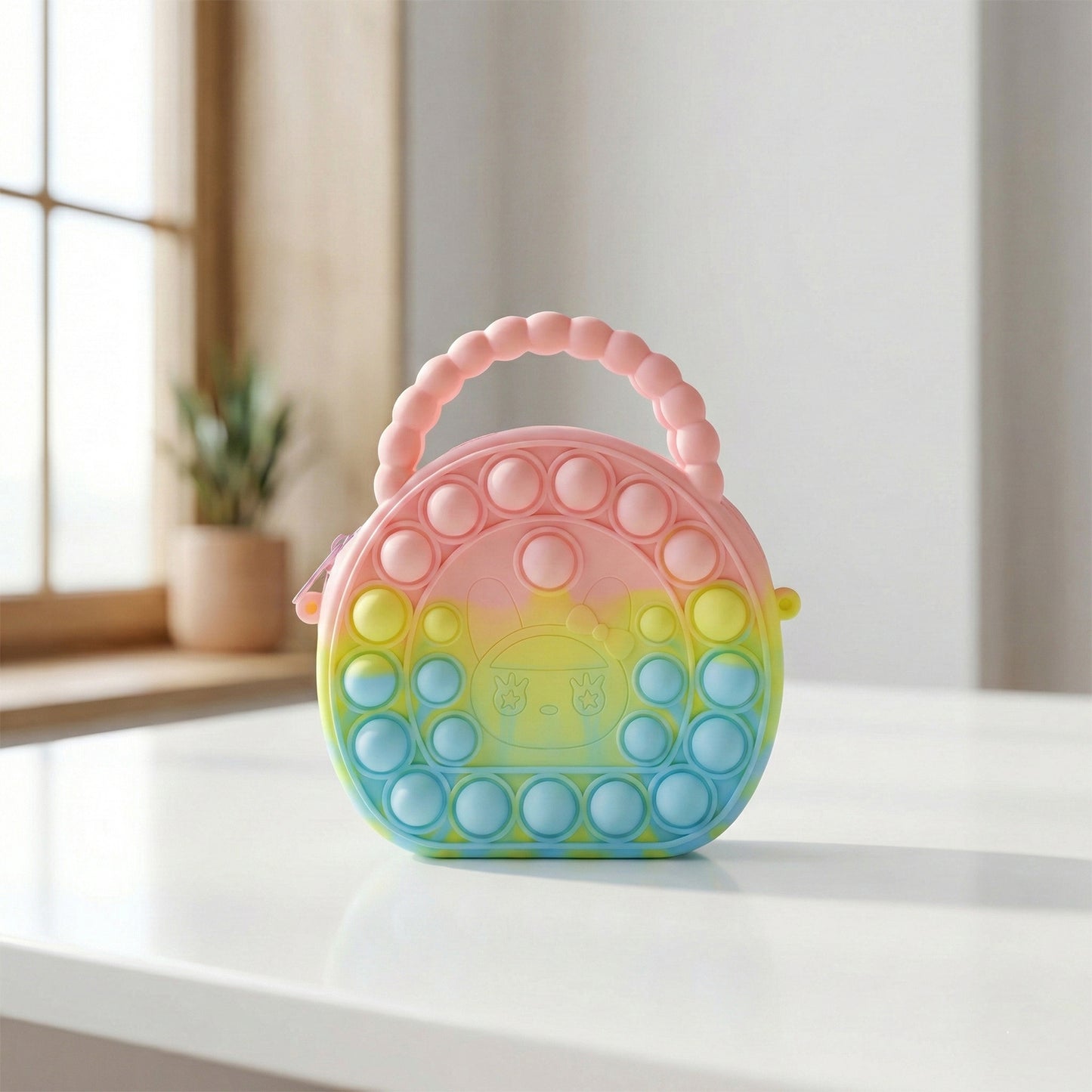 Rainbow Round Silicone Pop It Coin Purse (1 Pc) - Happy Price - Image 2