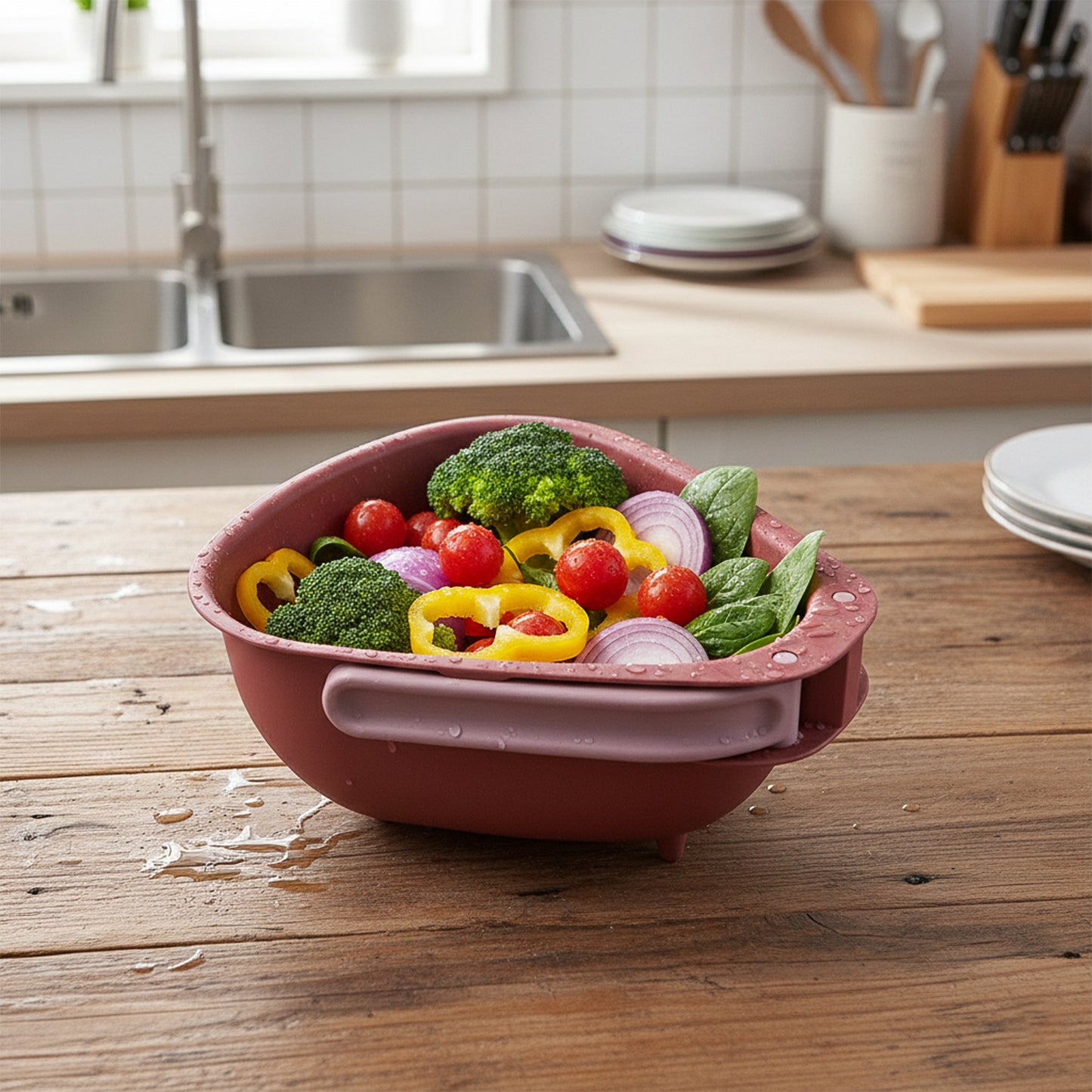 Foldable Kitchen Colander with Handle and Drain Base - 1 Pc - Happy Price - Image 3