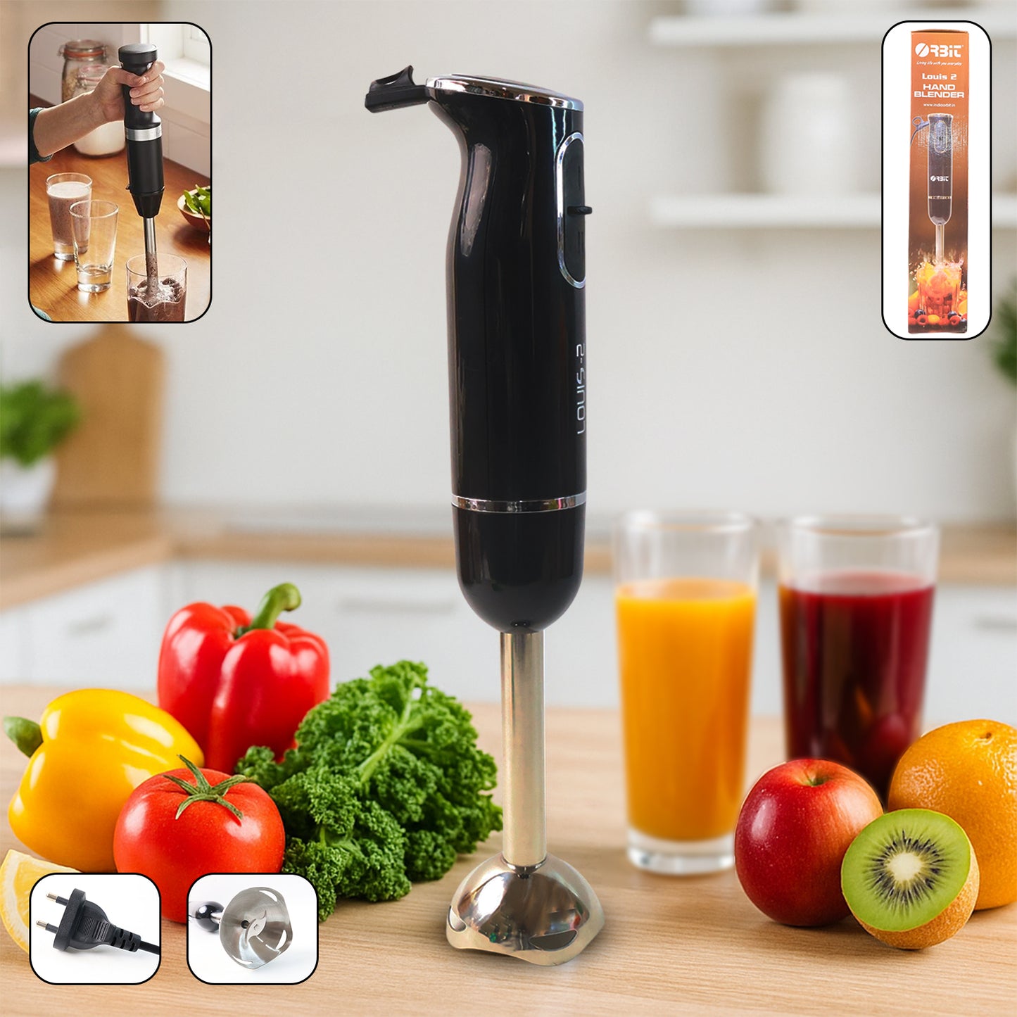 Orbit Electric Hand Blender with Stainless Steel Blade - 1 Pc - Happy Price - Image 3