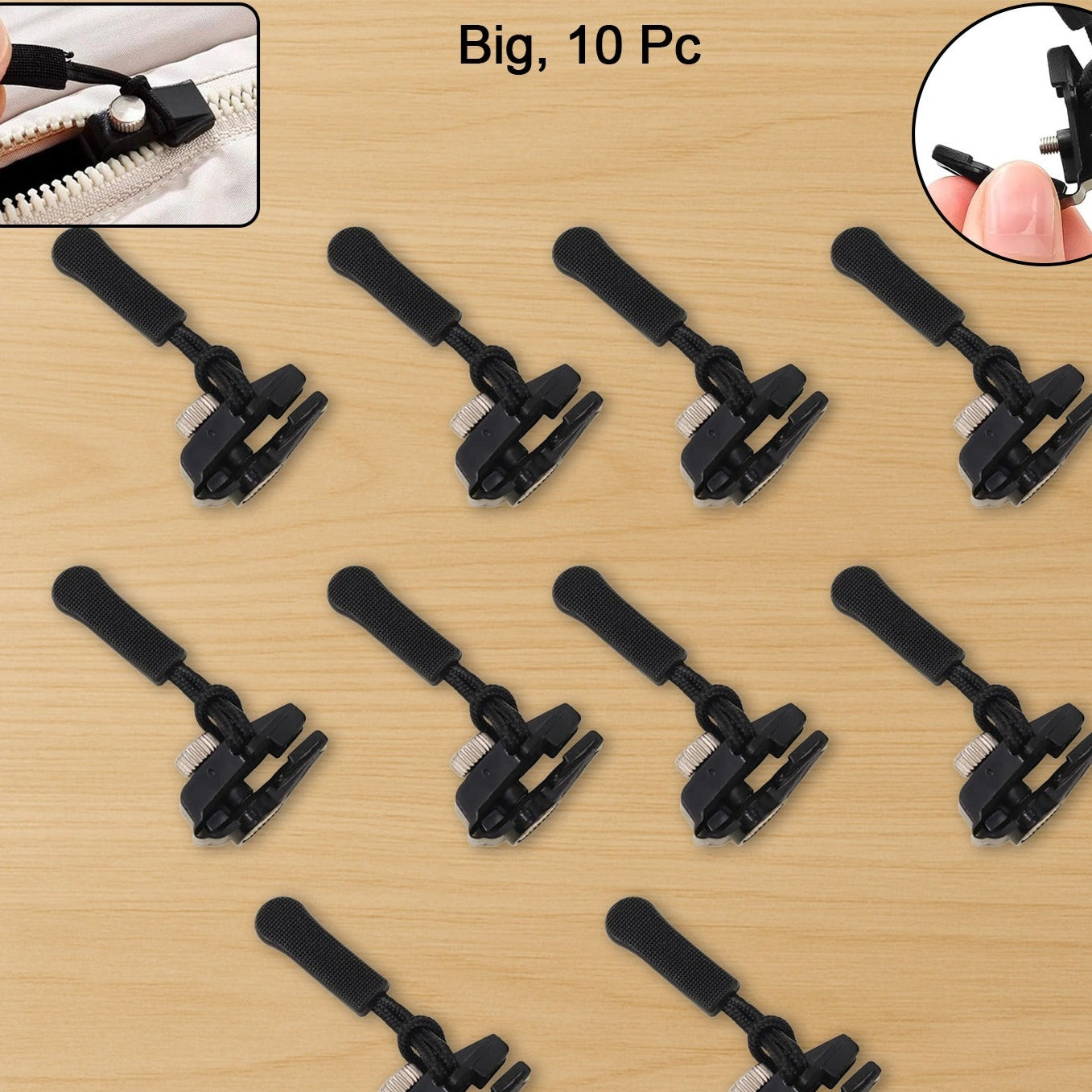 10 Pc Big Detachable Zipper Slider Replacement for Bags, Coats & More - Happy Price - Image 1