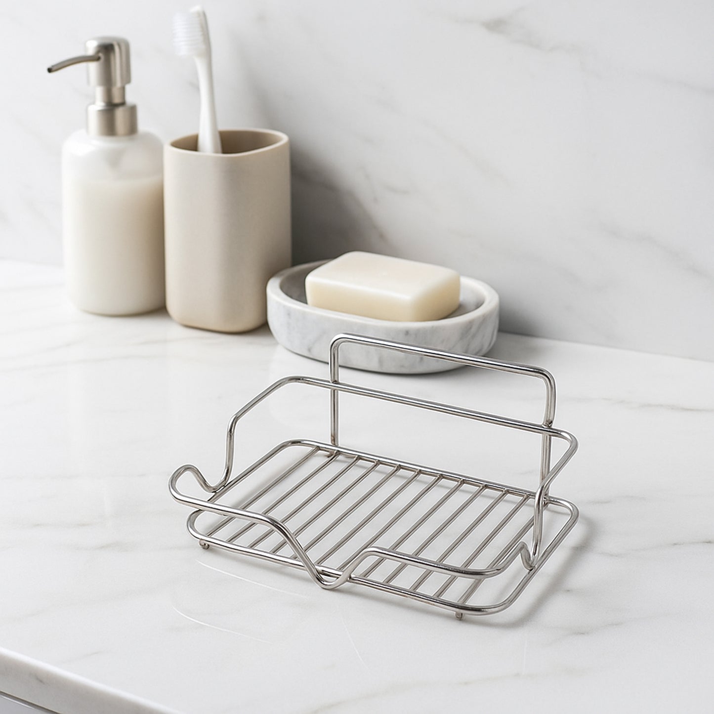 Stainless Steel Soap Dish Holder for Bathroom & Kitchen - Rust-Resistant, Fast Drain Design (1 Pc) - Happy Price - Image 2