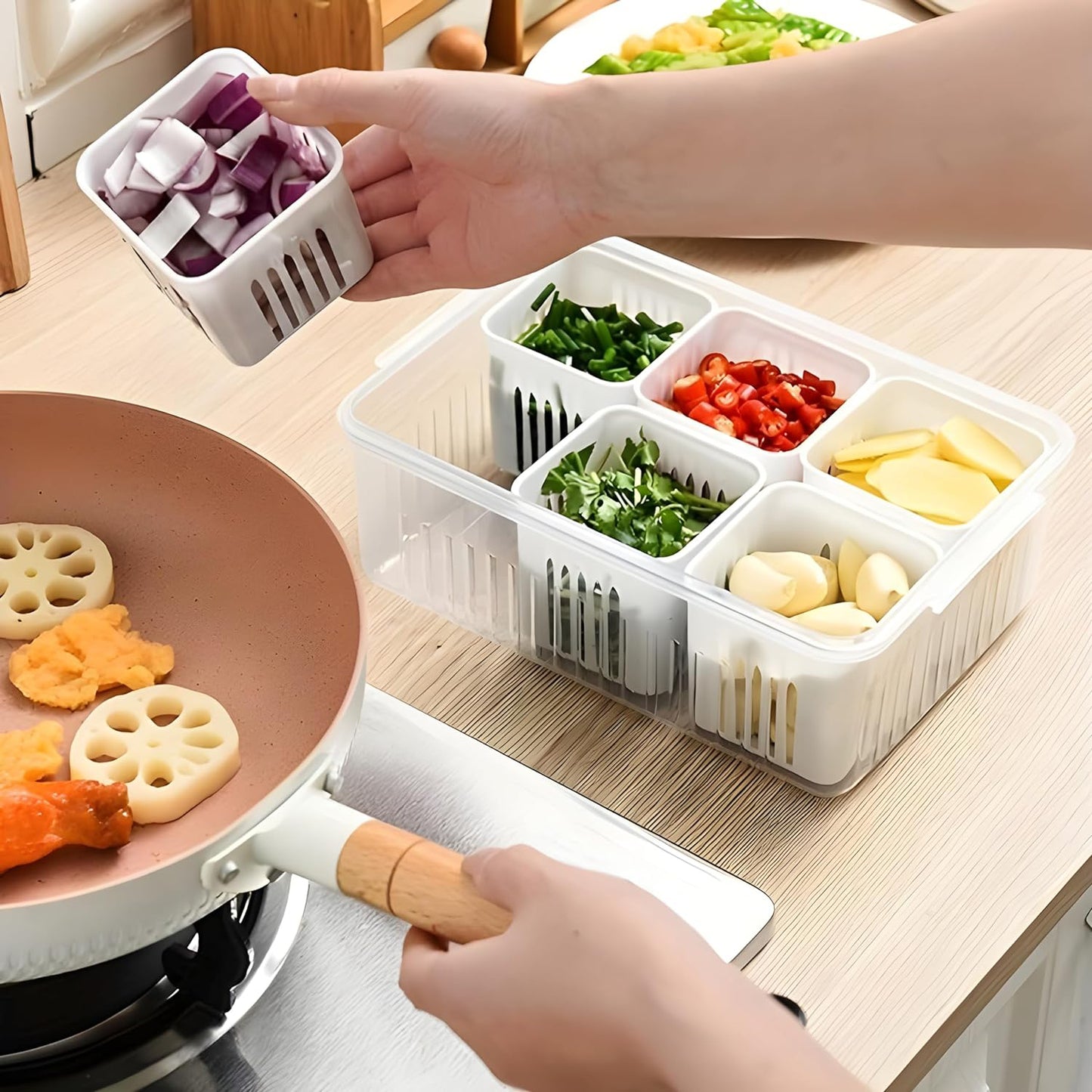 Fridge Storage Boxes Freezer Storage Containers Container For Kitchen Storage Set Storage In Kitchen Vegetable Storage Draining Crisper Refrigerator Food Box (1 Pc) - Happy Price - Image 3