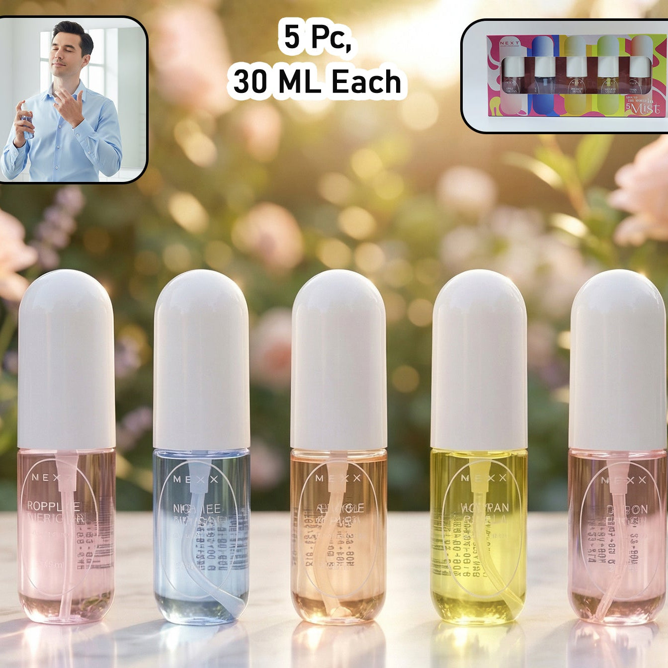 Next Mist Luxury Fragrances Mini Perfume Spray Gift Set - 5 Pc, 30 Ml Each - Great Price - Image 1
