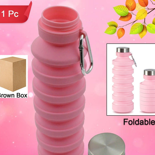 Foldable Water Bottle Silicone Leak Proof Portable Sports Travel Water Bottle For Outdoor Gym Hiking (1 Pc  24 Cm Foldable) - Happy Price - Image 1