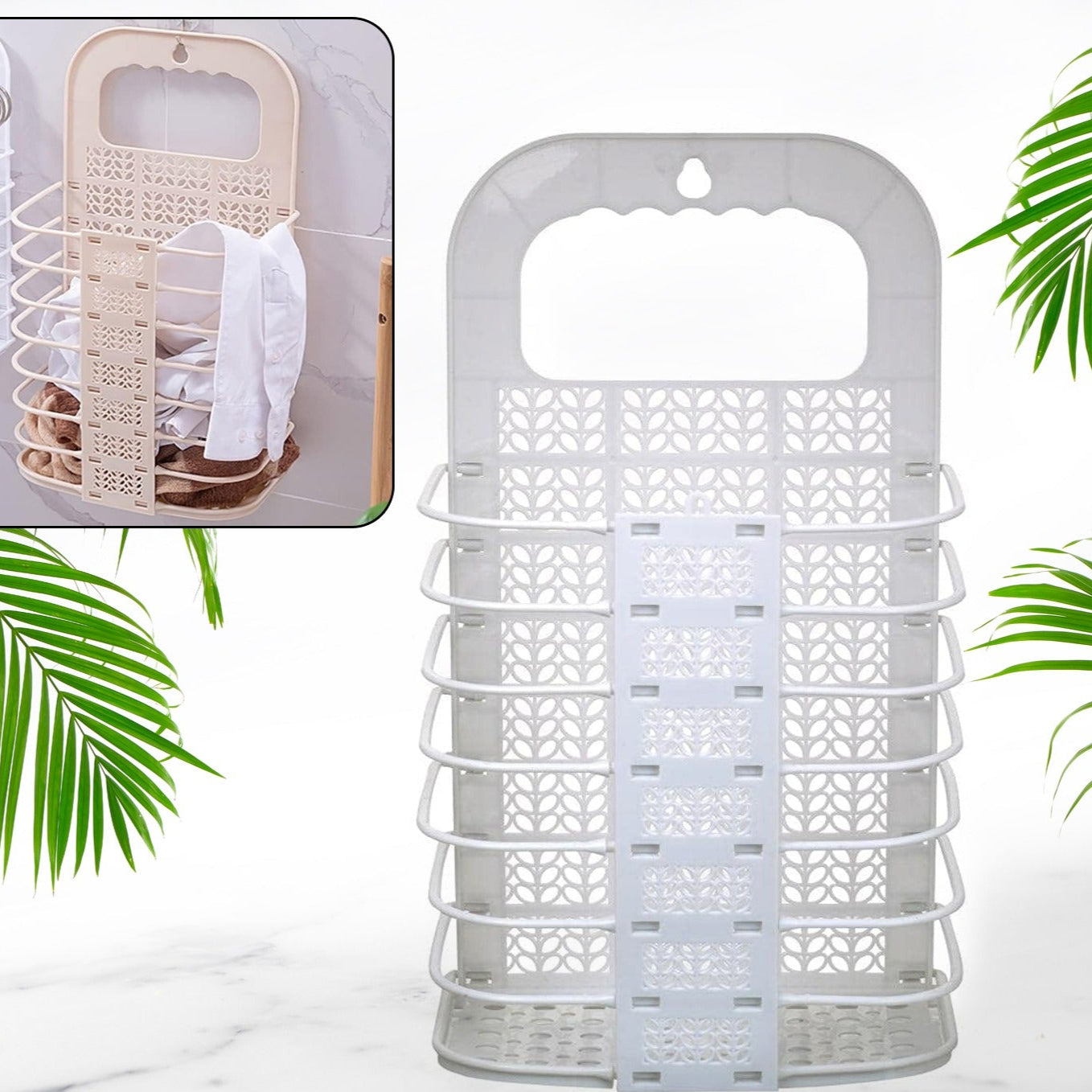 Wall Hanging Laundry Basket Clothes Hanger Dirty Hamper Clothes Storage Hook Clothes Rails For Laundry Washing Machine Bathroom Kids Dirty Clothes Storage Hanger (1 Pc) - Happy Price - Image 1