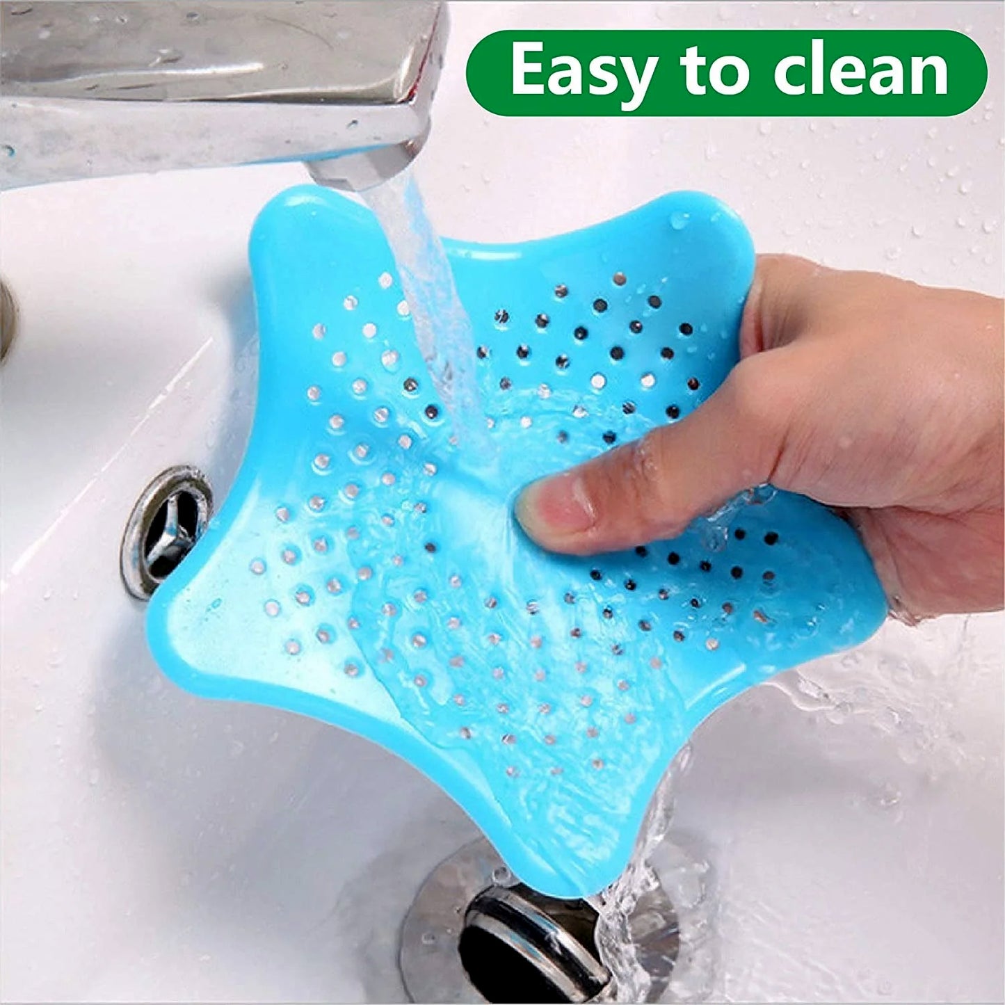 Aqua Blue Silicone Star Shaped Sink Filter Bathroom Hair Catcher Drain Strainers For Basin - Happy Price - Image 5