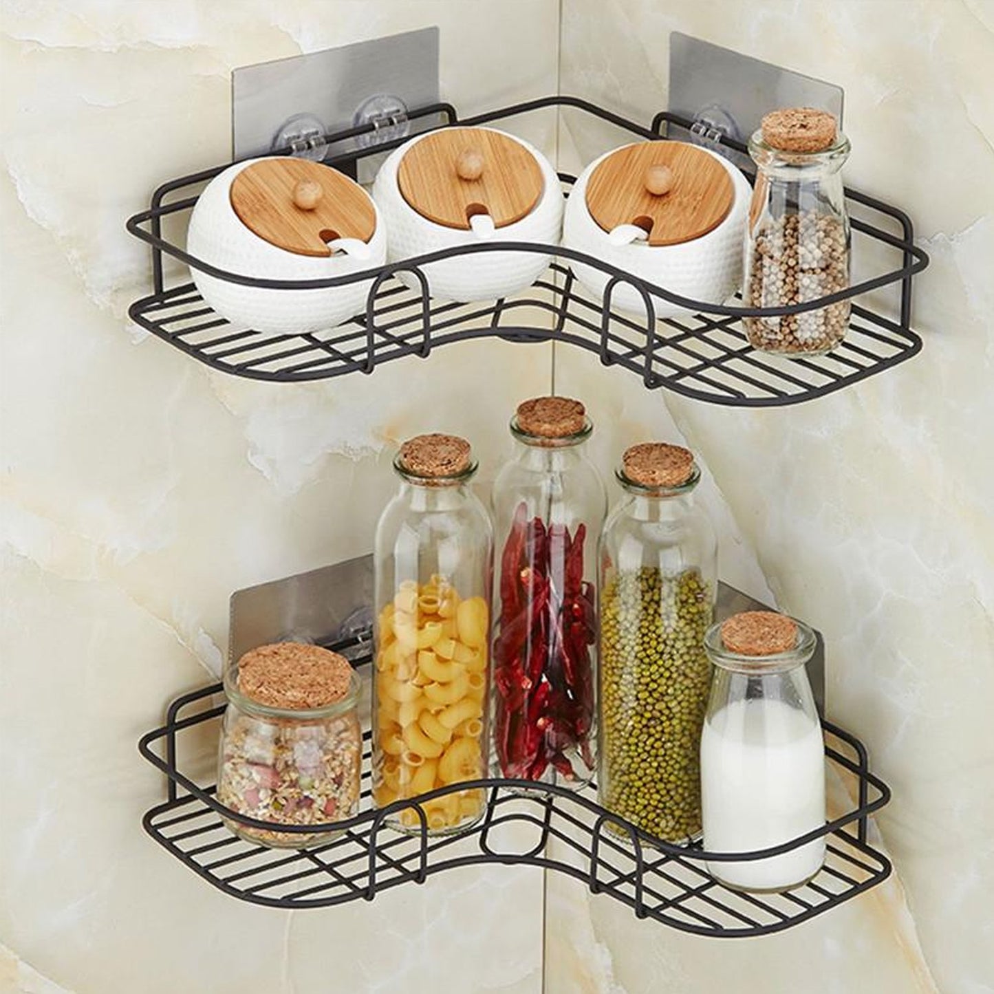 Self-adhesive Kitchen-bathroom Corner Shelf Organiser Storage Rack - Happy Price - Image 7