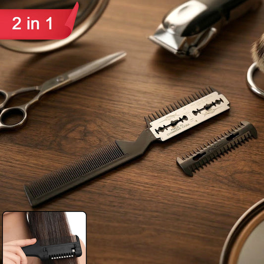 2 In 1 Double-sided Hair Cutting Comb With Razor Blade (1 Pc)