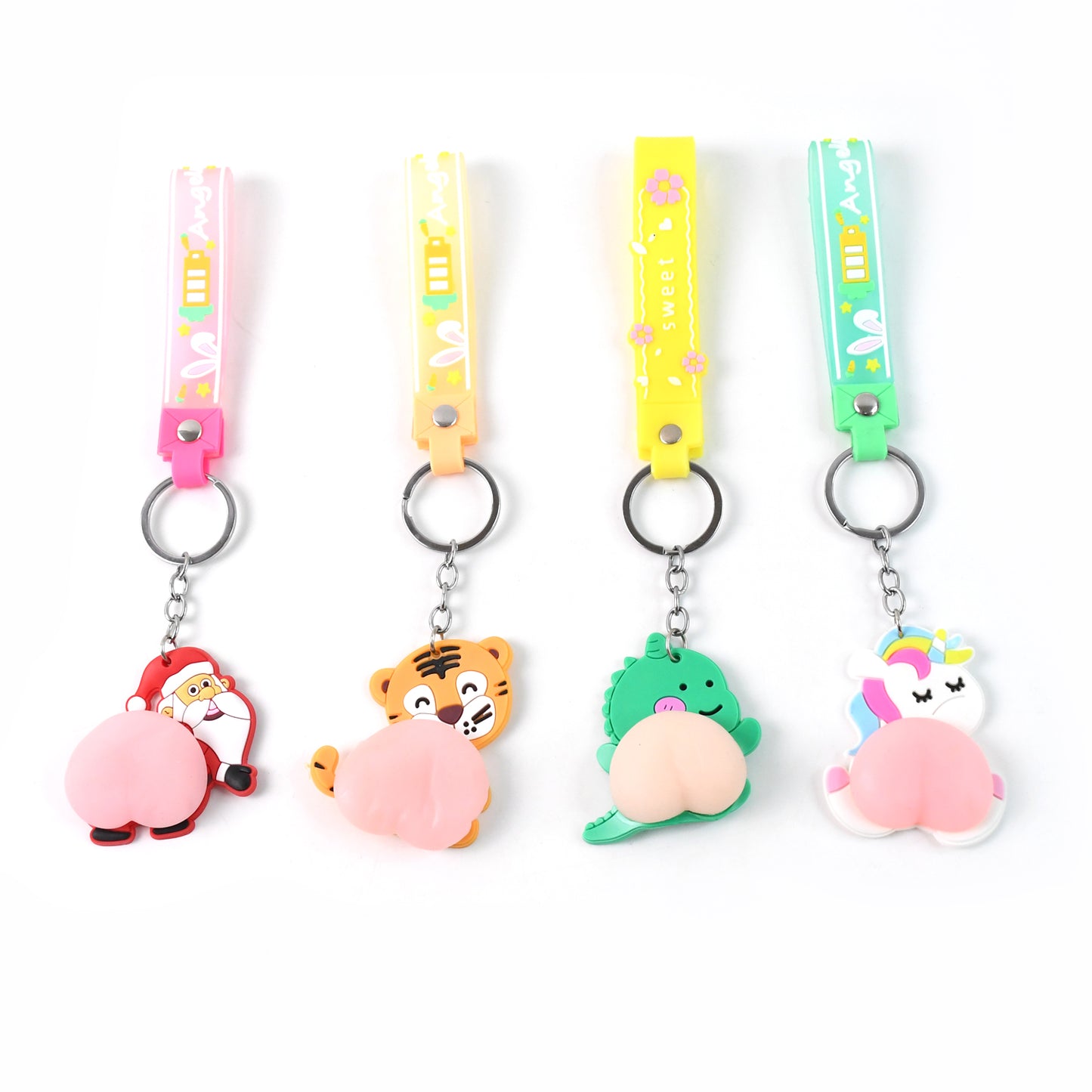 Silicone Keychain With Wrist Strap  Squeeze Toy (1 Pc Mix Design) - Happy Price - Image 4