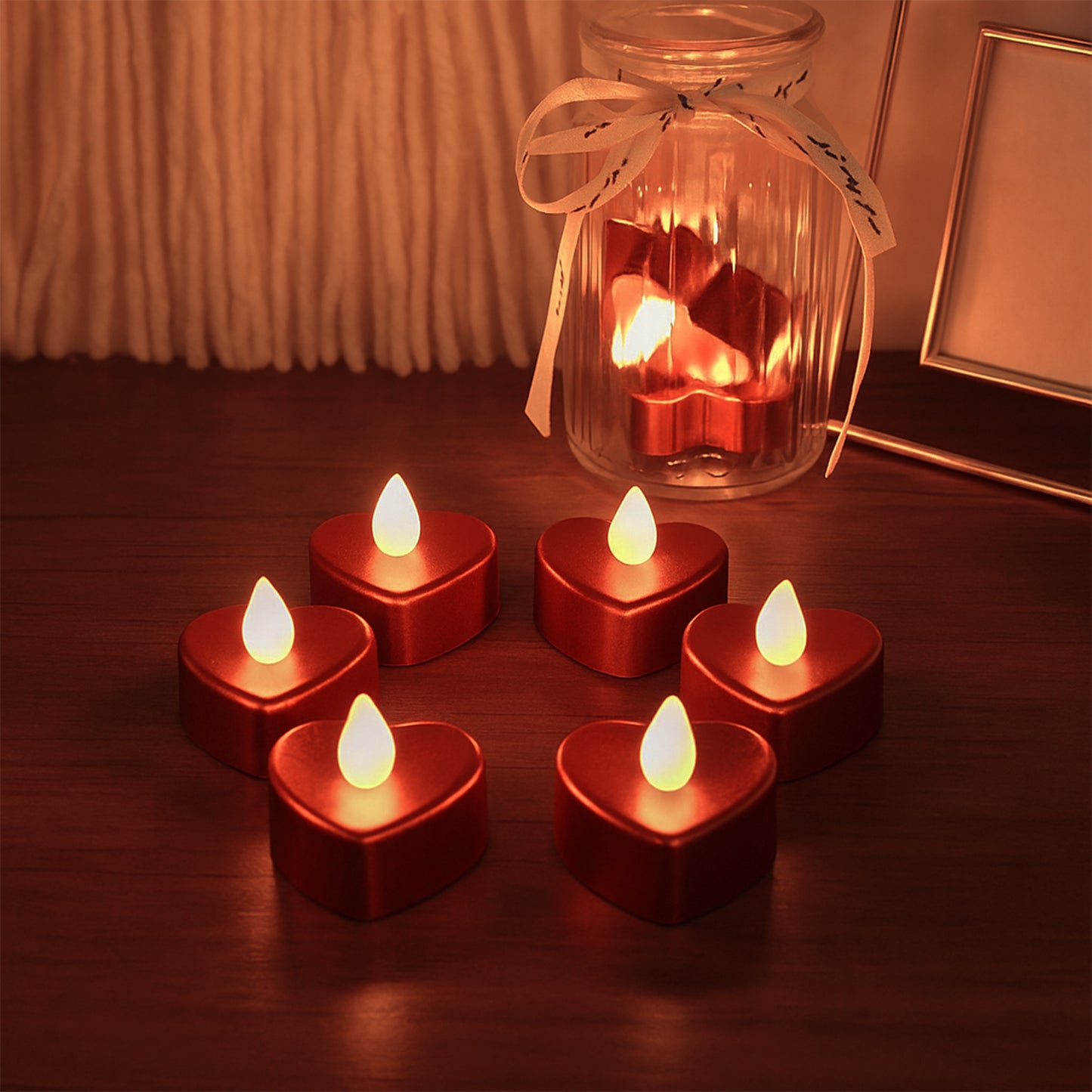 Heart Shape LED Flameless Candles - Set of 6