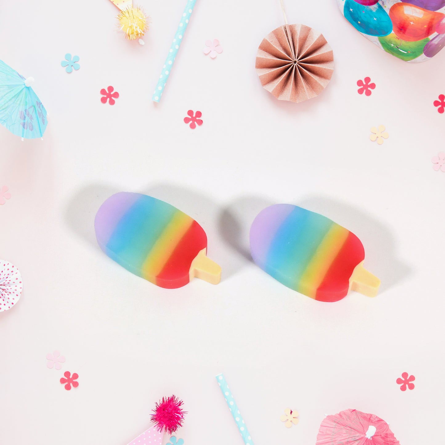 Jelly Popsicle Shape Fancy  Stylish Erasers Mini Eraser Creative Cute Novelty Eraser For Children Eraser Set For Return Gift Birthday Party School Prize (2 Pc Set) - Happy Price - Image 5