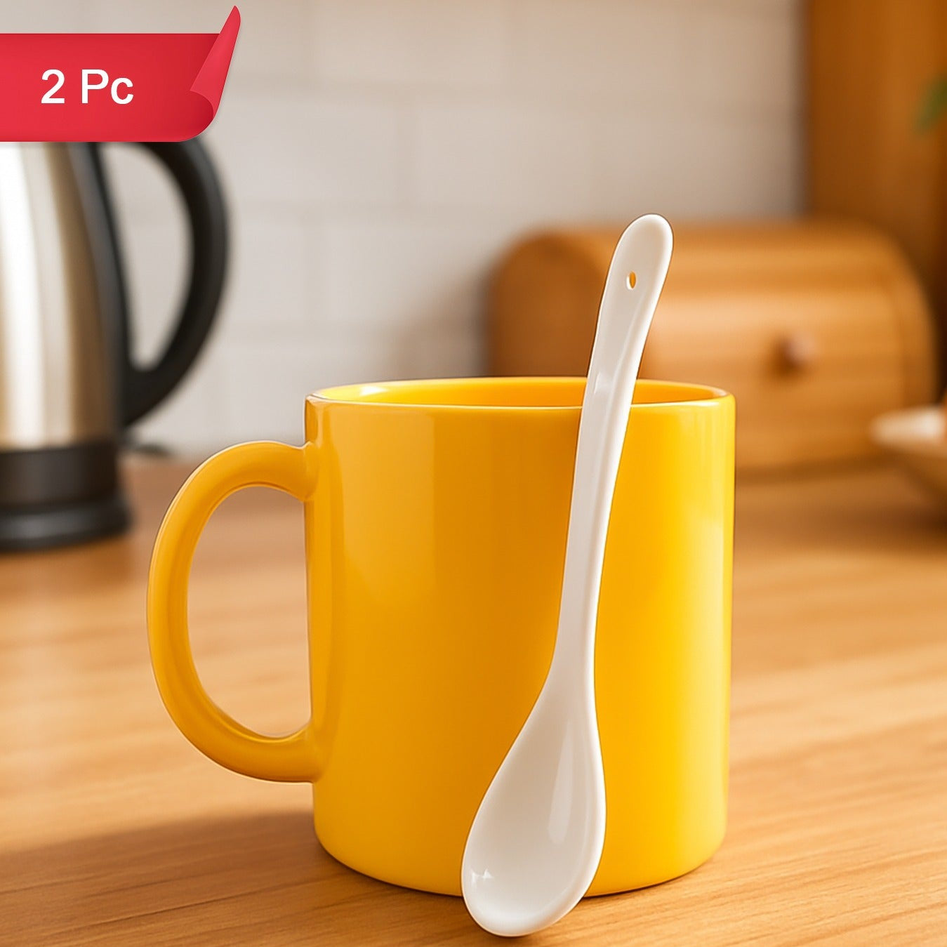 Elegant Ceramic Mug With Matching Spoon - Happy Price - Image 1