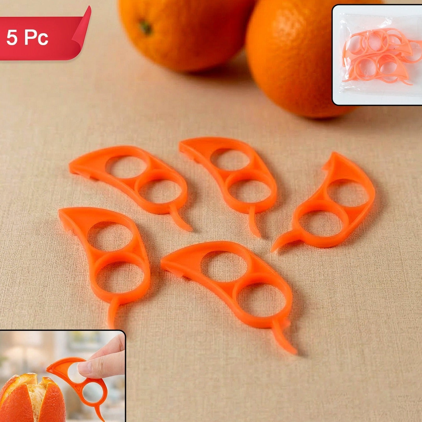 Multipurpose Plastic Orange Peeler Tool (5 Pc)