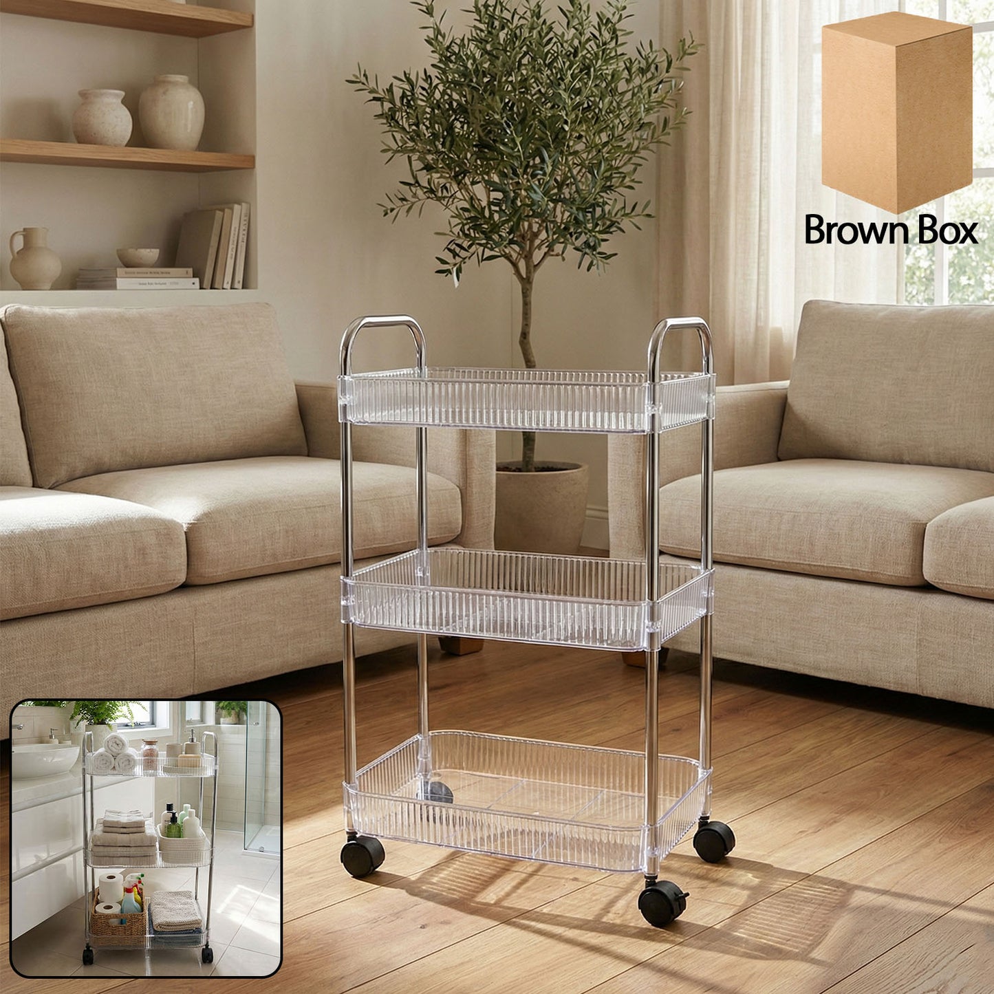 3-Tier Rolling Storage Cart with Wheels - Versatile Organizer for Home - Happy Price - Image 2