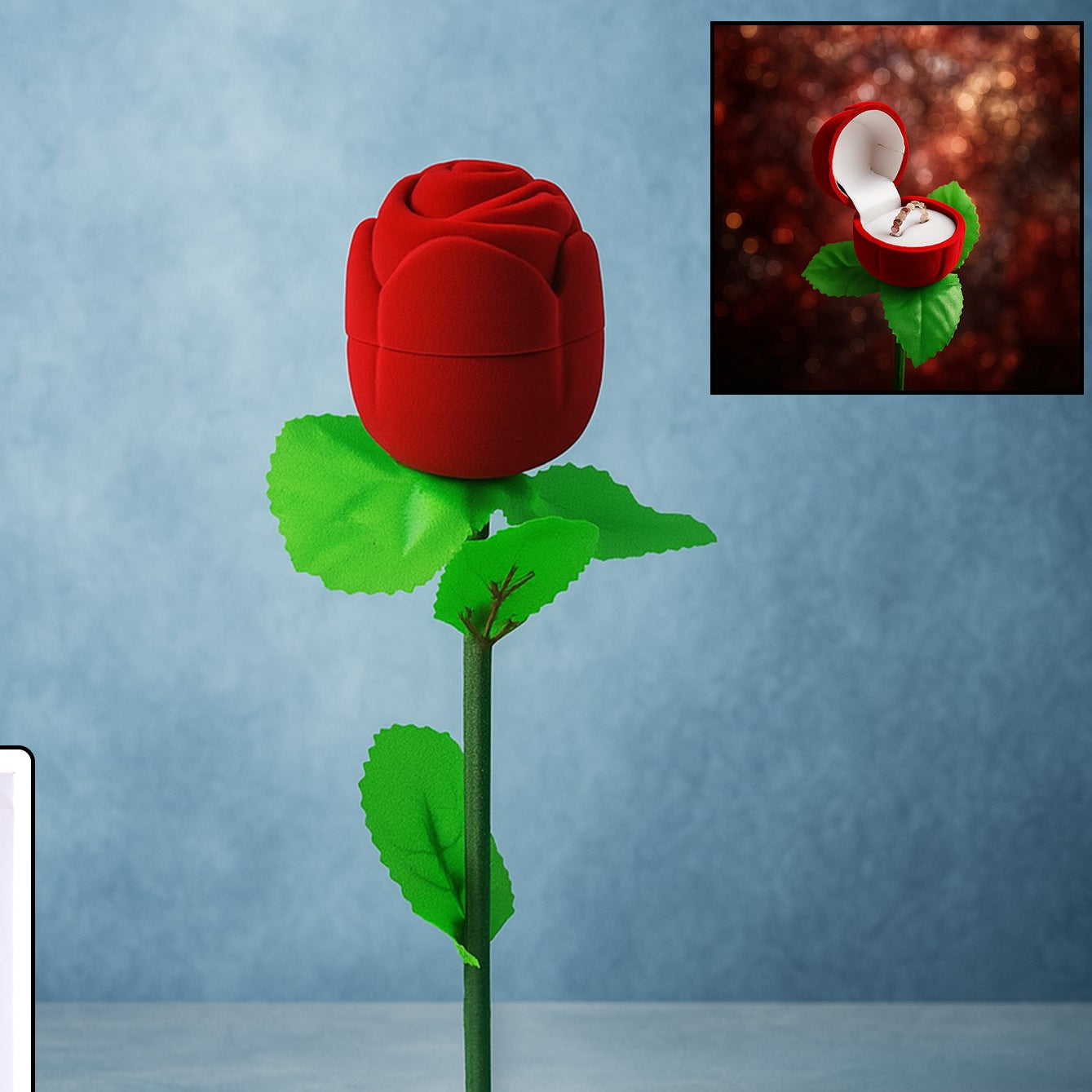Artificial Rose Flower Shaped Jewelry Ring Box (1 Pc)