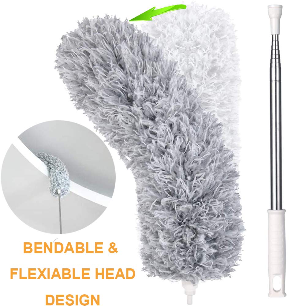 Microfiber Dusters For Cleaning Telescoping Feather Duster With 100 Inches Extendable Handle Pole Dusting Cleaning Tools For Cleaning High Ceiling Ceiling Fan Blinds Cobwebs Furniture Cars - Happy Price - Image 2