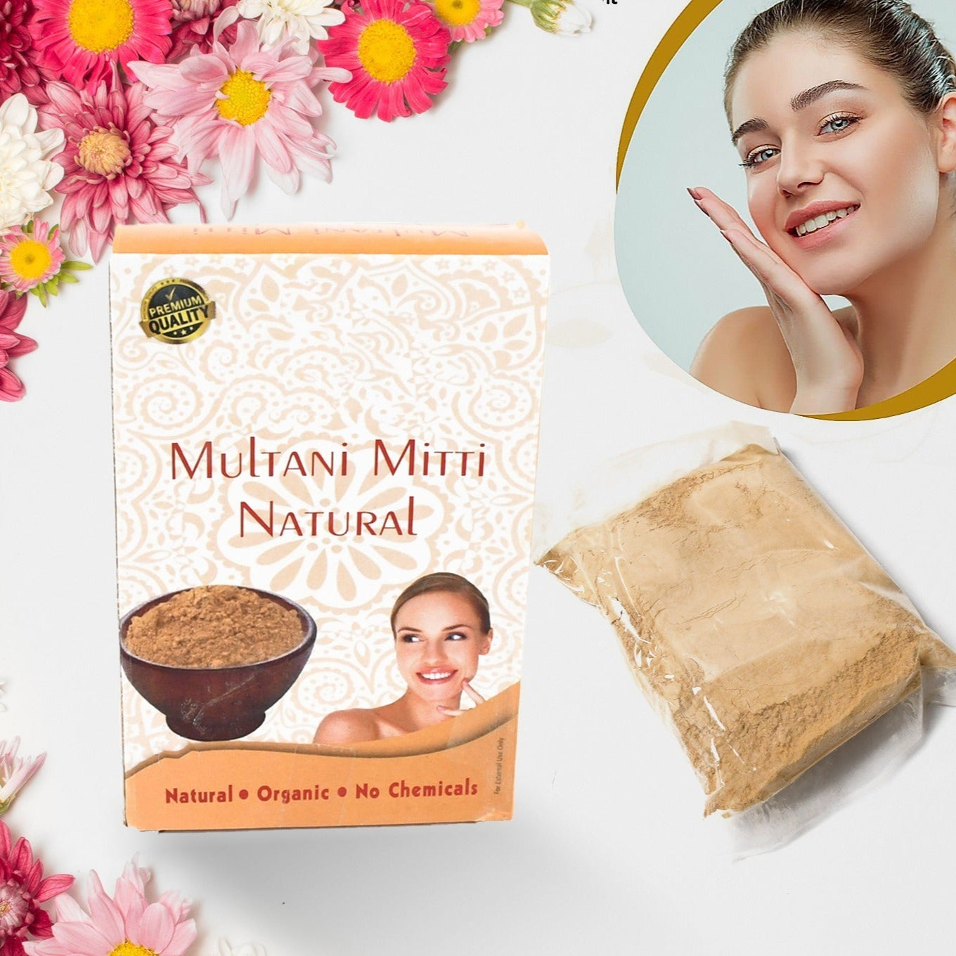 100gram Herbal Tan Removing Multani Mitti Face Pack For Skin Care Age Group - Happy Price - Image 1