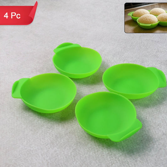 Silicone Idli Maker Cups - Set of 4 | Non-Stick Steamer Moulds for Idli, Dhokla & Egg - Happy Price - Image 1