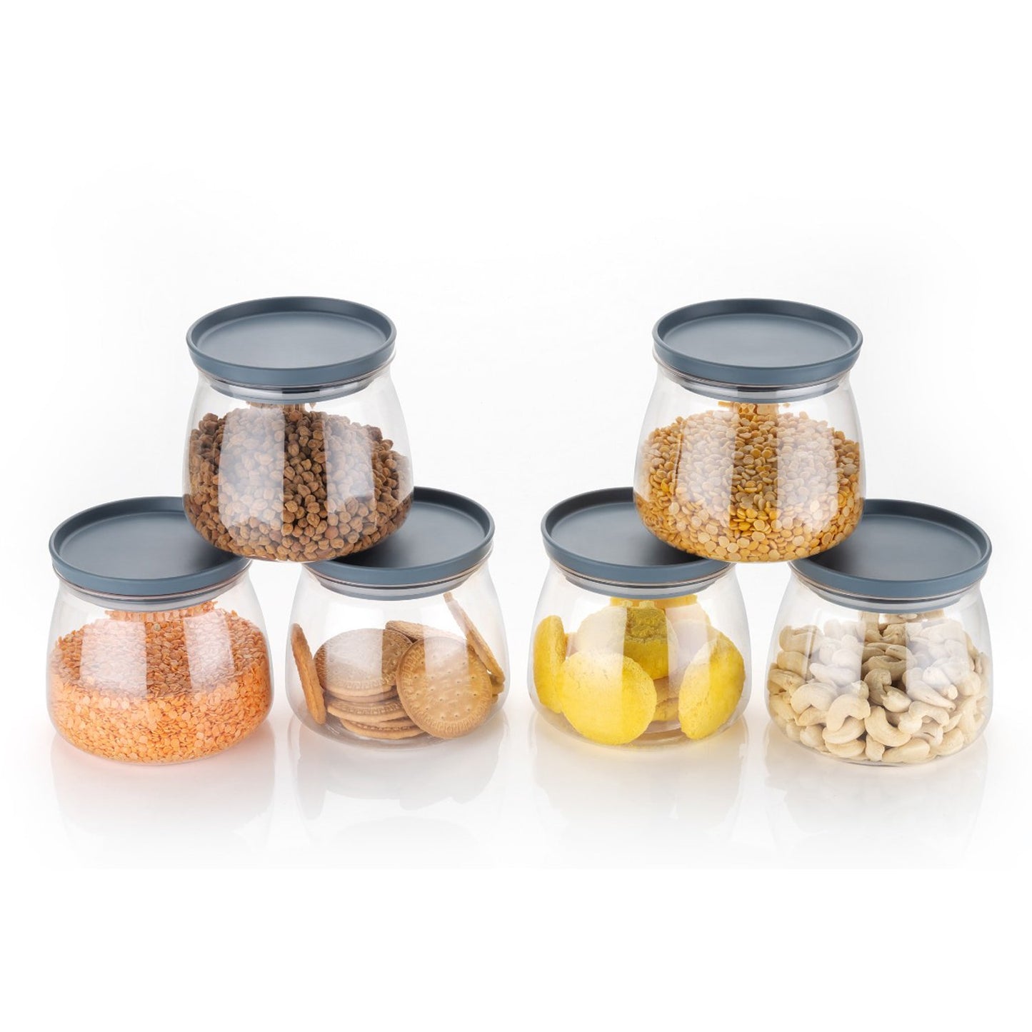 Matka Shaped Jar With Air Tight  Leak Proof Lid (Multicolour) (Set Of 6) (900ml) - Happy Price - Image 3