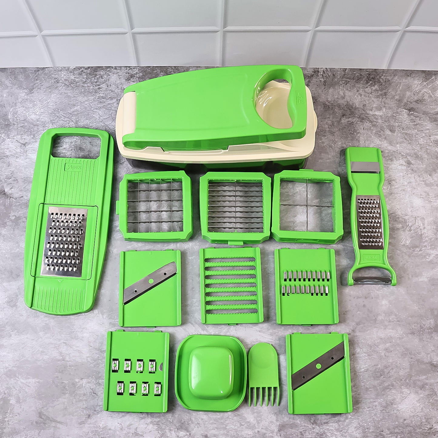 Supermom 14-in-1 Nicer Dicer  Multipurpose Vegetable  Fruit Chopper - Happy Price - Image 3