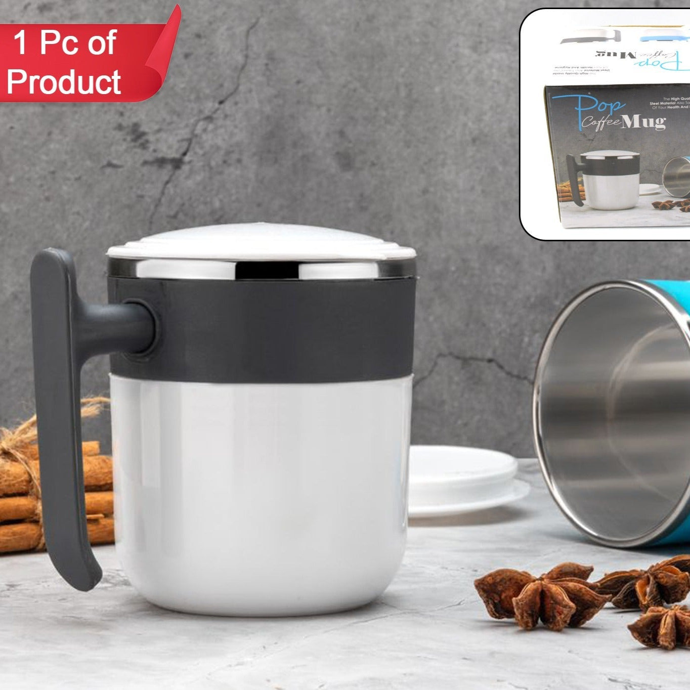 Stainless Steel Lid Cover Hot Coffeetea Mug Hot Insulated Double Wall Stainless Steel Coffee And Milk Cup With Lid - Coffee Cup (1 Pc ) - Happy Price - Image 1