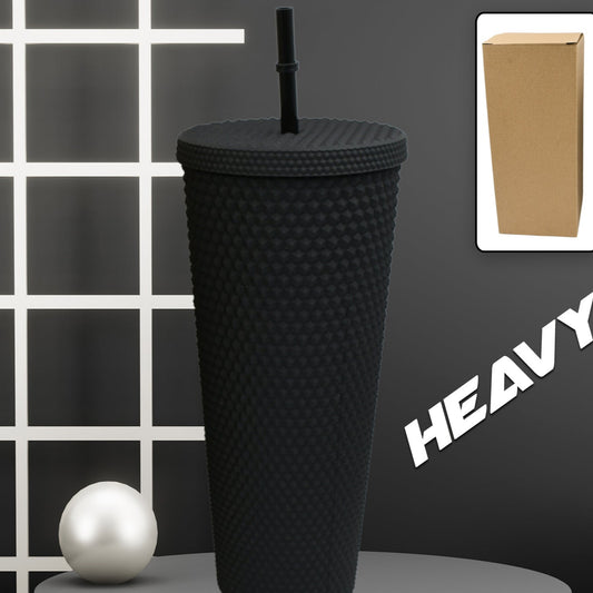 Matte Studded Tumbler with Straw and Leak-Proof Lid - 700ml Insulated Travel Mug (1 Pc) - Happy Price - Image 1