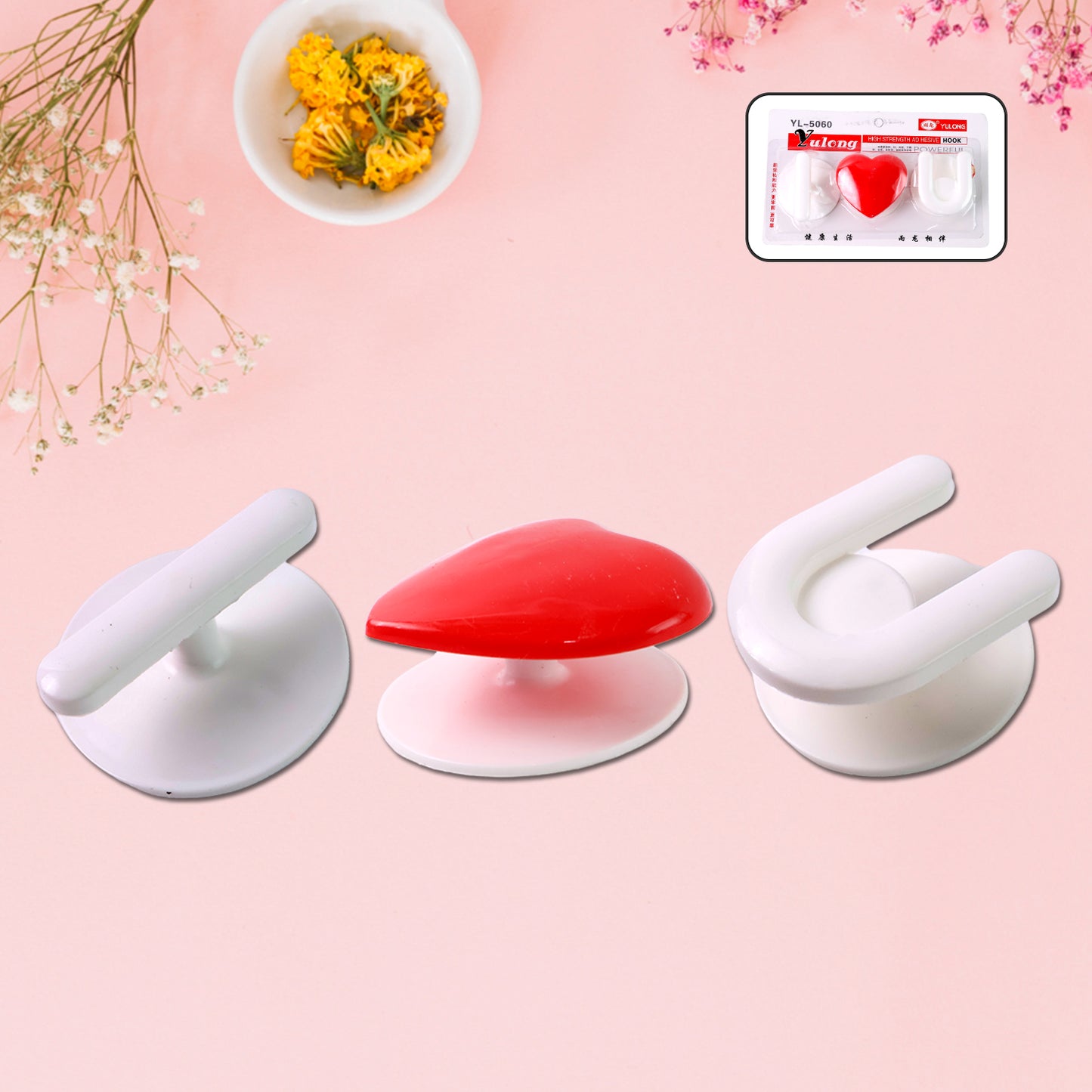 Adhesive Wall Hook Set  For Kitchen Bathroom  Home (3pc) - Happy Price - Image 5