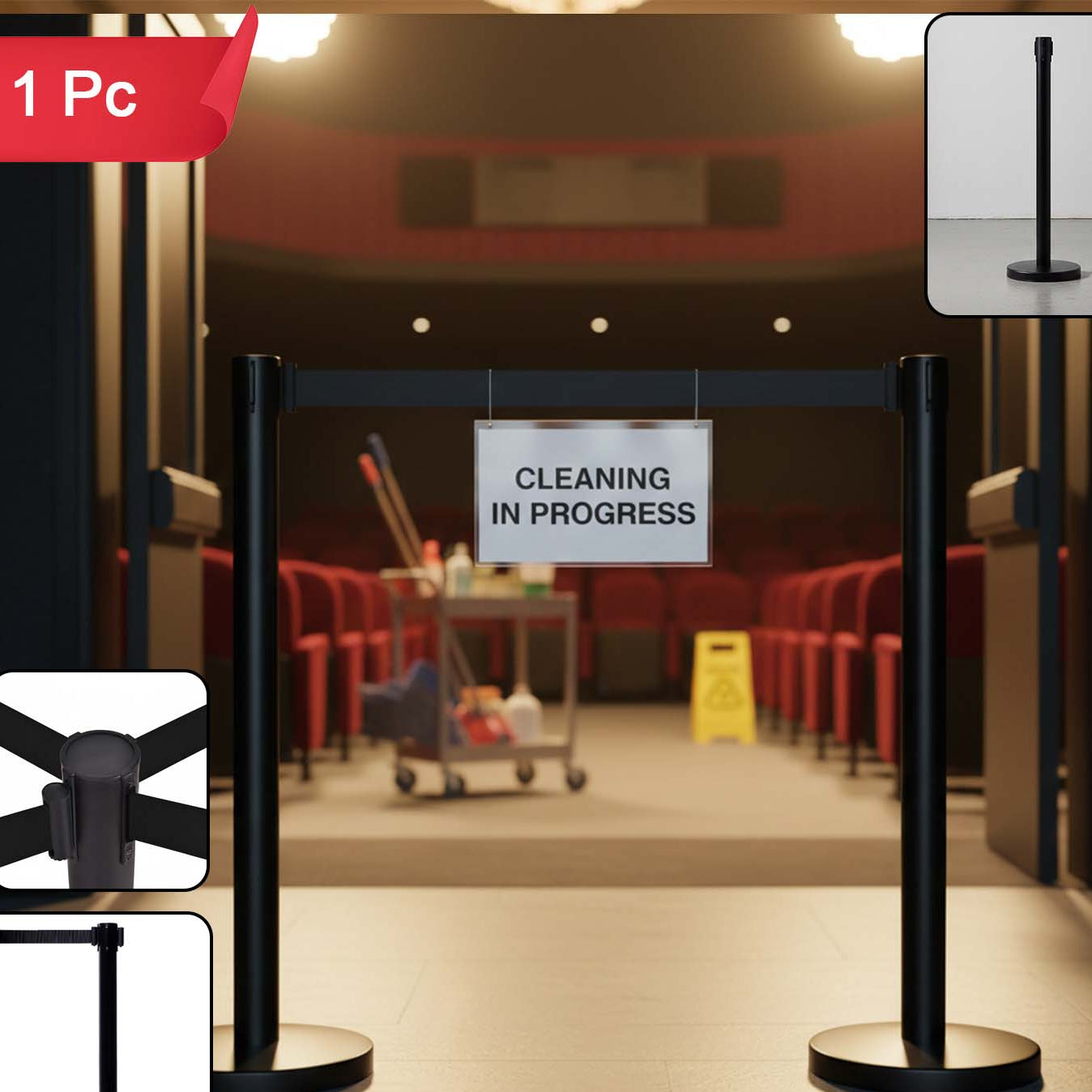Heavy Duty Crowd Control Stanchion with Retractable Belt - 1 Pc - Happy Price - Image 1