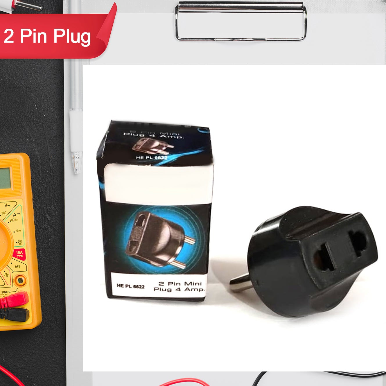 12563 2 Pin 4 Amp. Conversion Electrical Connector Plug 2 Pin Plug Converter Plug Adapter With Color Box (1 Pc )