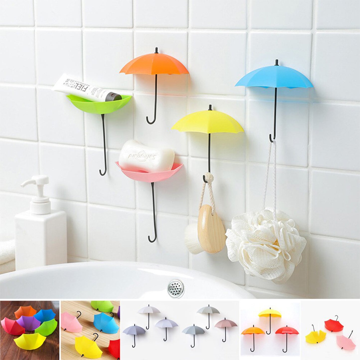 Multipurpose Umbrella Key Hat Holder Wall Hanging Hook Multicolor - Happy Price - Image 5