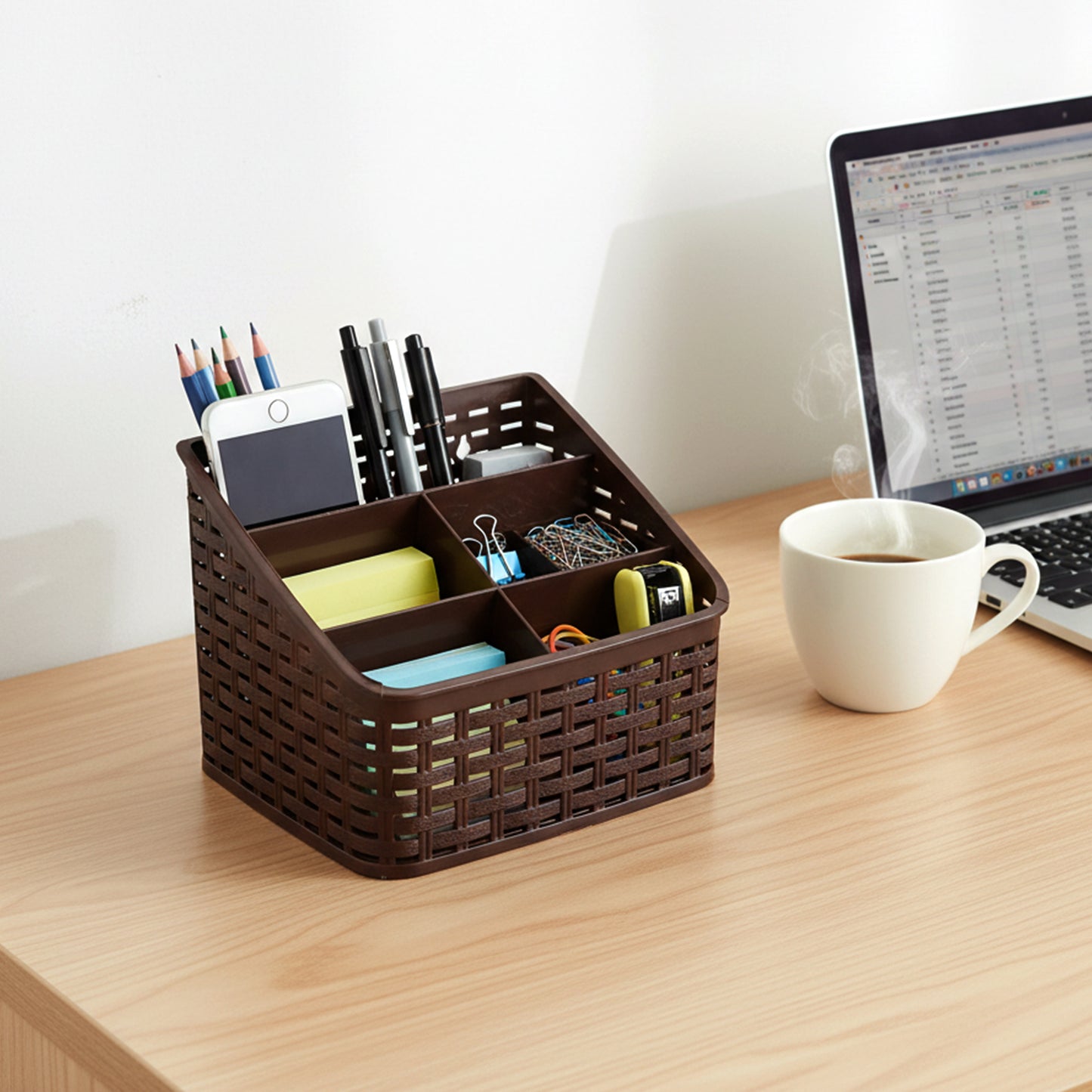 5 Section Desk Organizer Basket - Multipurpose Storage for Office & Home (1 Pc) - Happy Price - Image 6