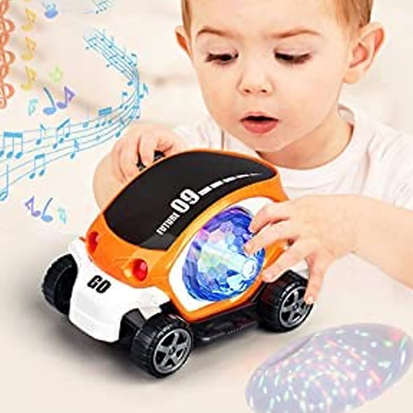 Plastic 360 Degree Rotating Stunt Car Toy For Kids - Bump And Go Action With 4d Lights And Music Plastic Mini Car With Disco Ball (1 Pc  Battery Not Included) - Happy Price - Image 3