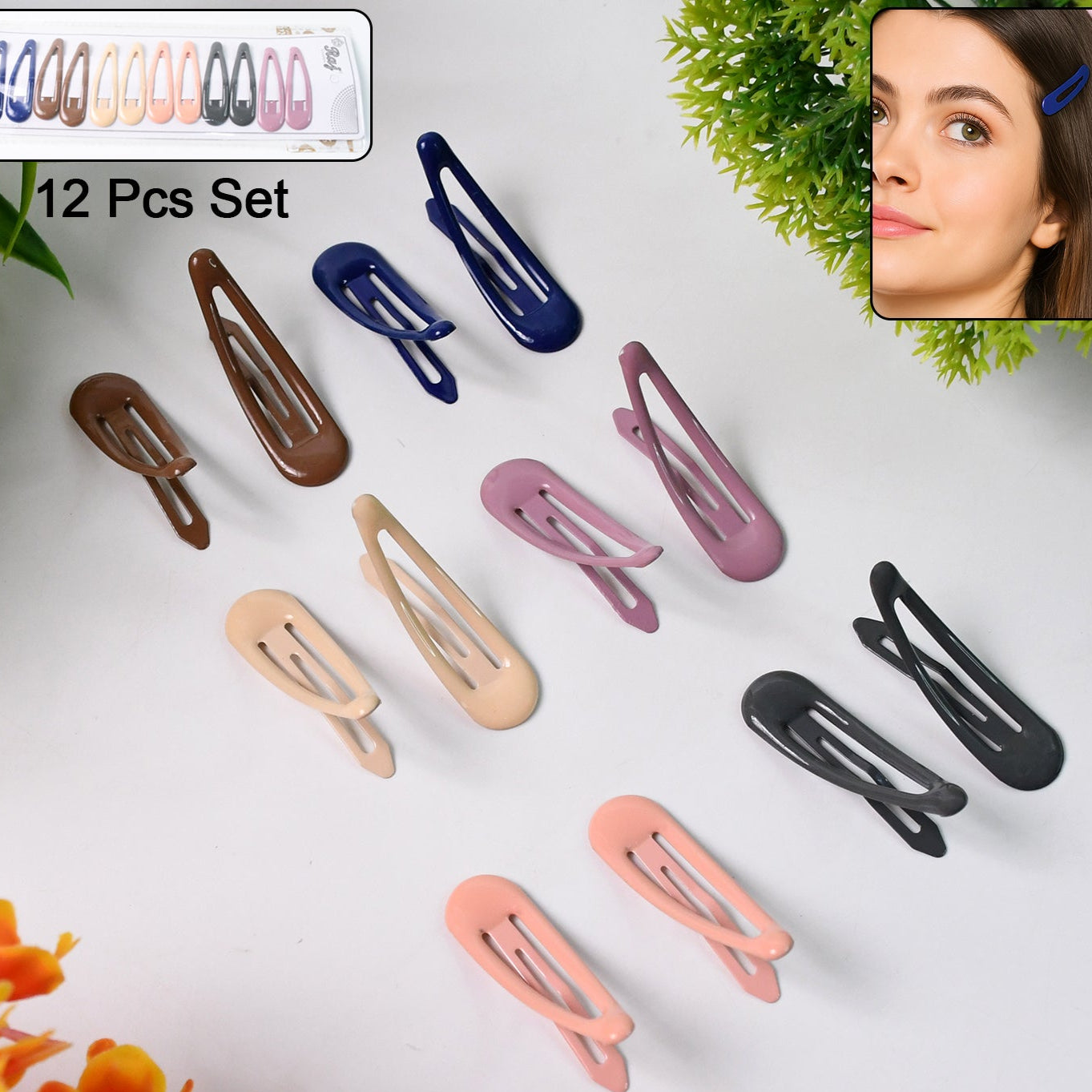 Metal Hair Clips Set (12 Pcs Set) - Happy Price - Image 1