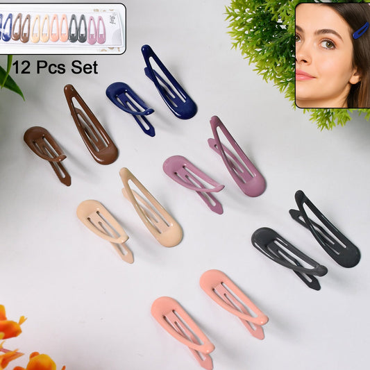 Metal Hair Clips Set (12 Pcs Set) - Happy Price - Image 1