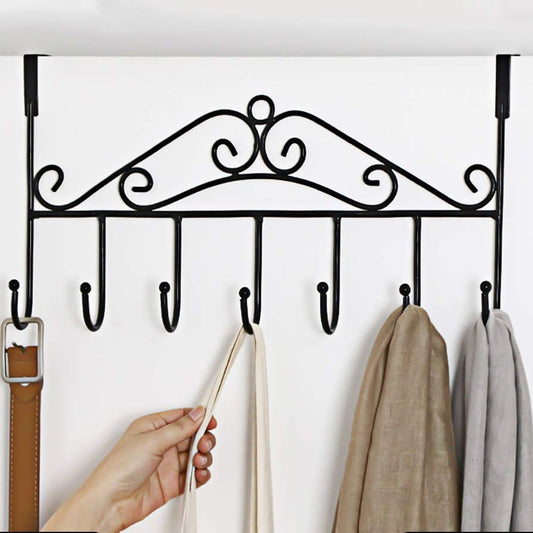 Over The Door Hanger Rack 7 Hooks Decorative Ognazier Hook Rack Stylish Door Hanger Door Hook Hangers With 7 Hooksmetal Hanging Rack For Home Office Use - Happy Price - Image 1