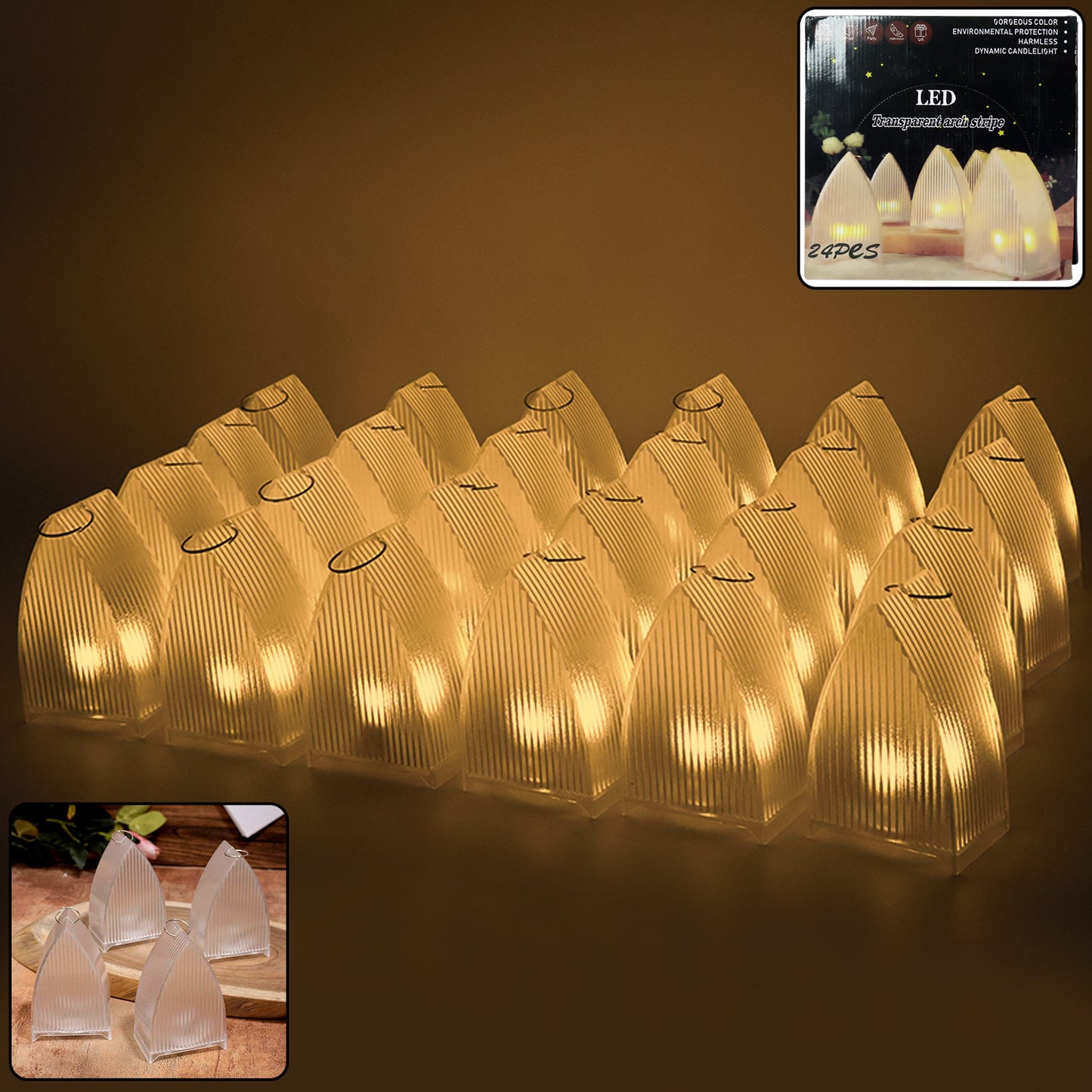 24 Pcs Transparent LED Candle Lights - Flameless Battery Operated Decorative Tealights - Happy Price - Image 3