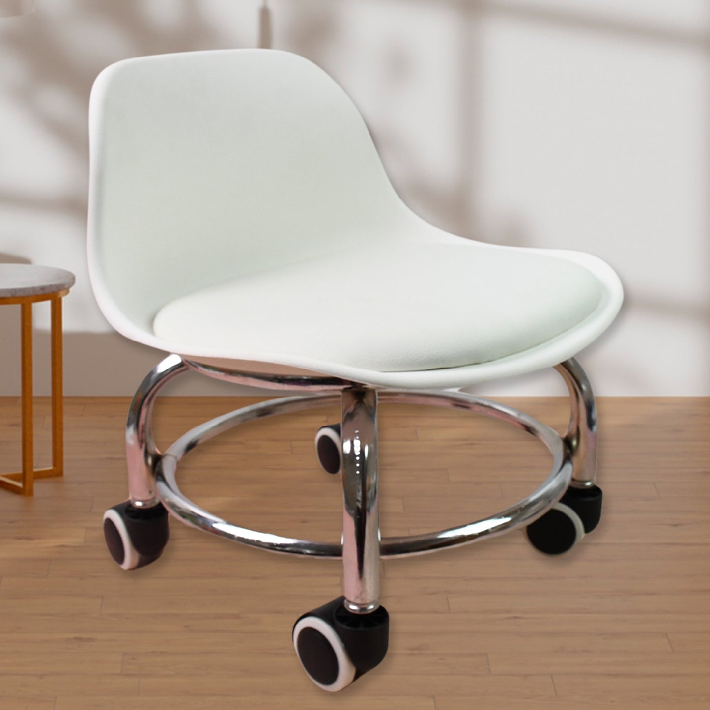 Low Rolling Stool with Wheels - PU Leather Seat, 360 Swivel, Multi-color (1 Pc) - Happy Price - Image 2